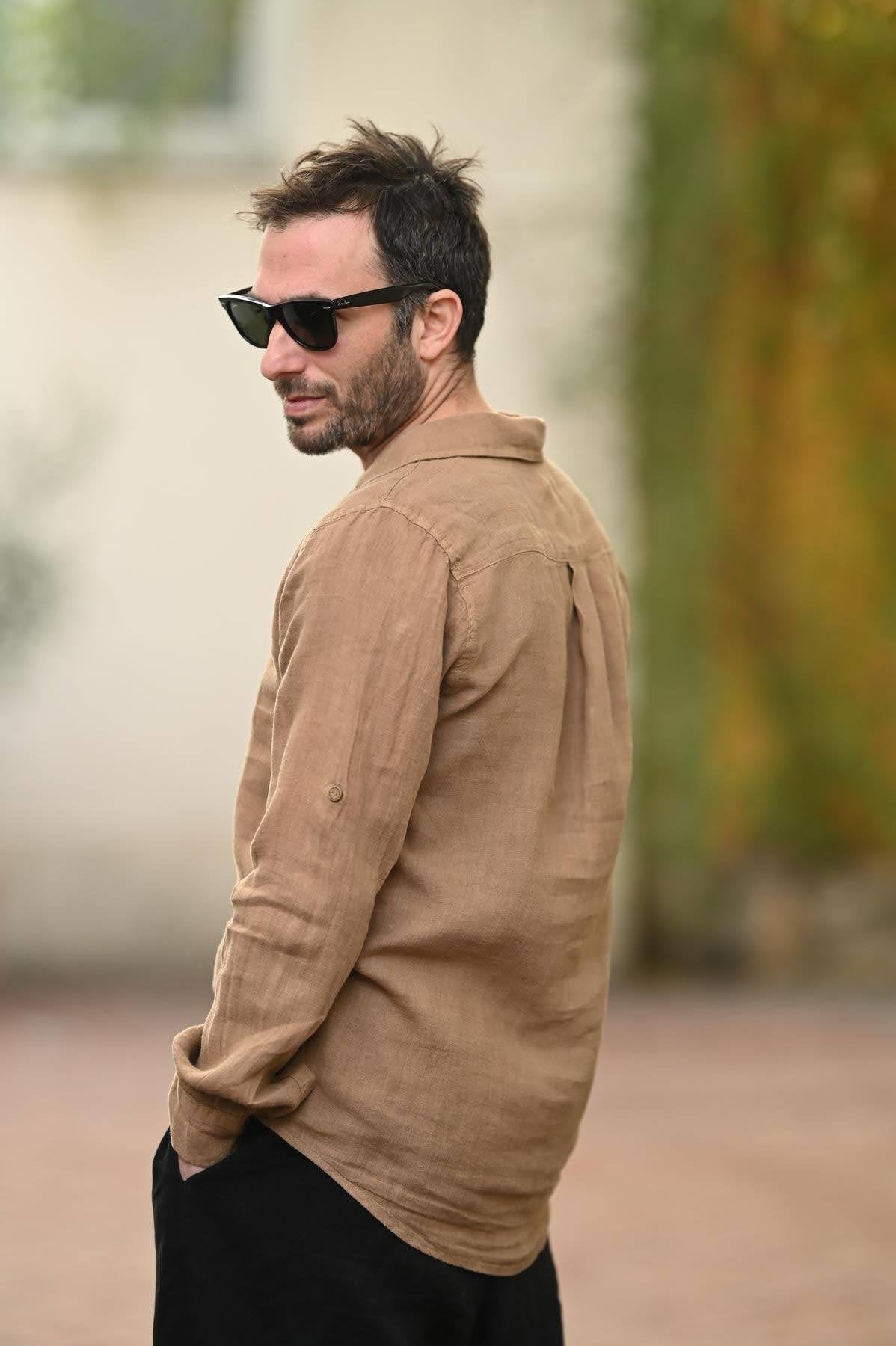 Milky Coffee Linen Classic Men's Shirt