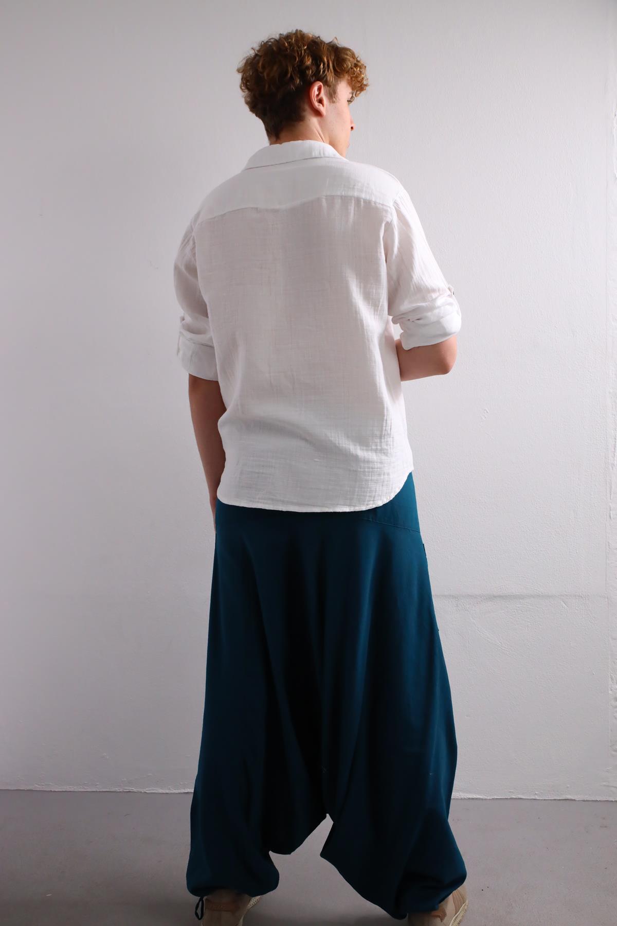 White Muslin Shirt with Epaulets on the Sleeves