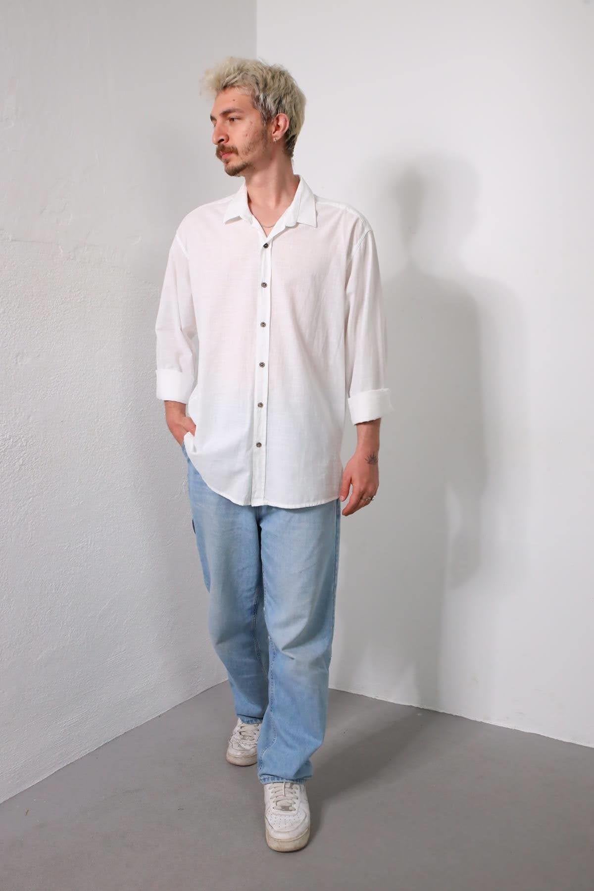 White Men's Cotton Shirt