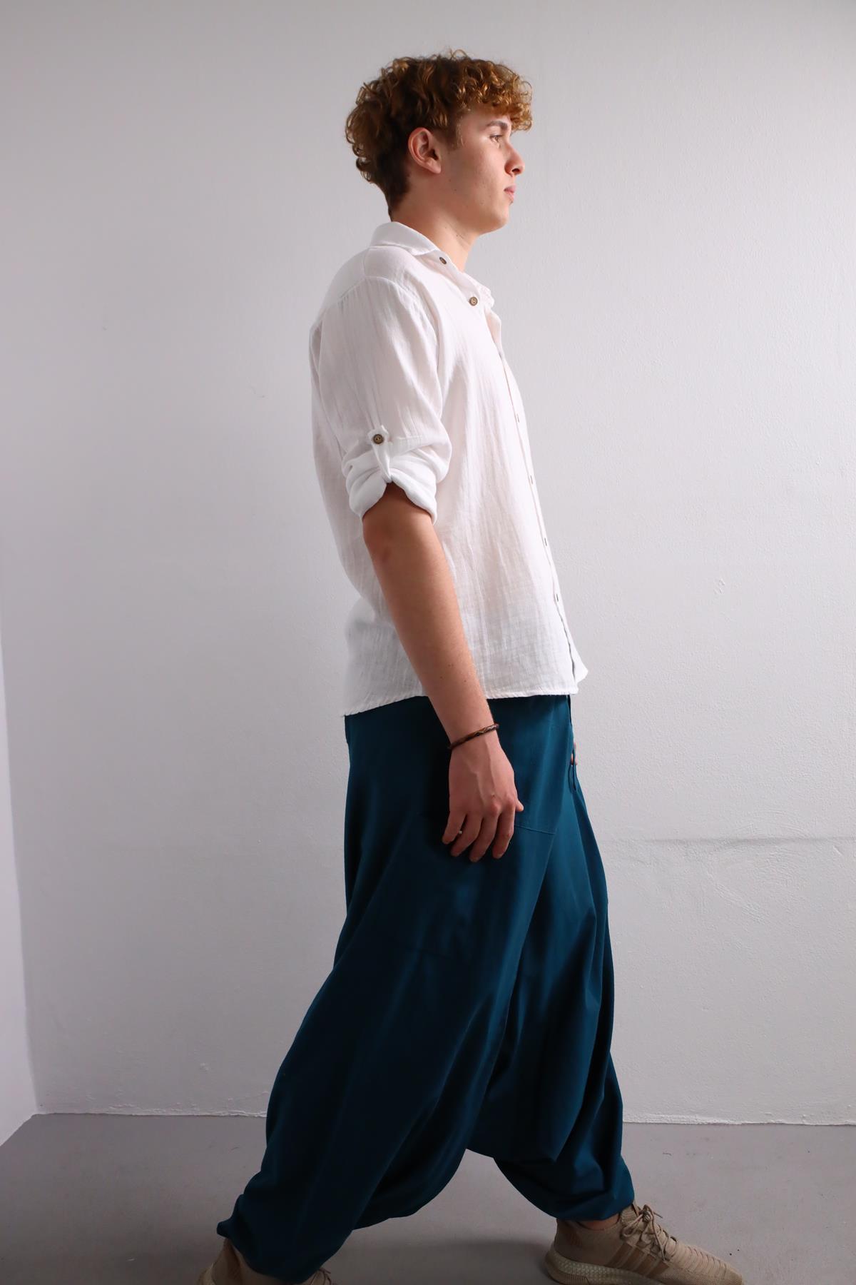 White Muslin Shirt with Epaulets on the Sleeves