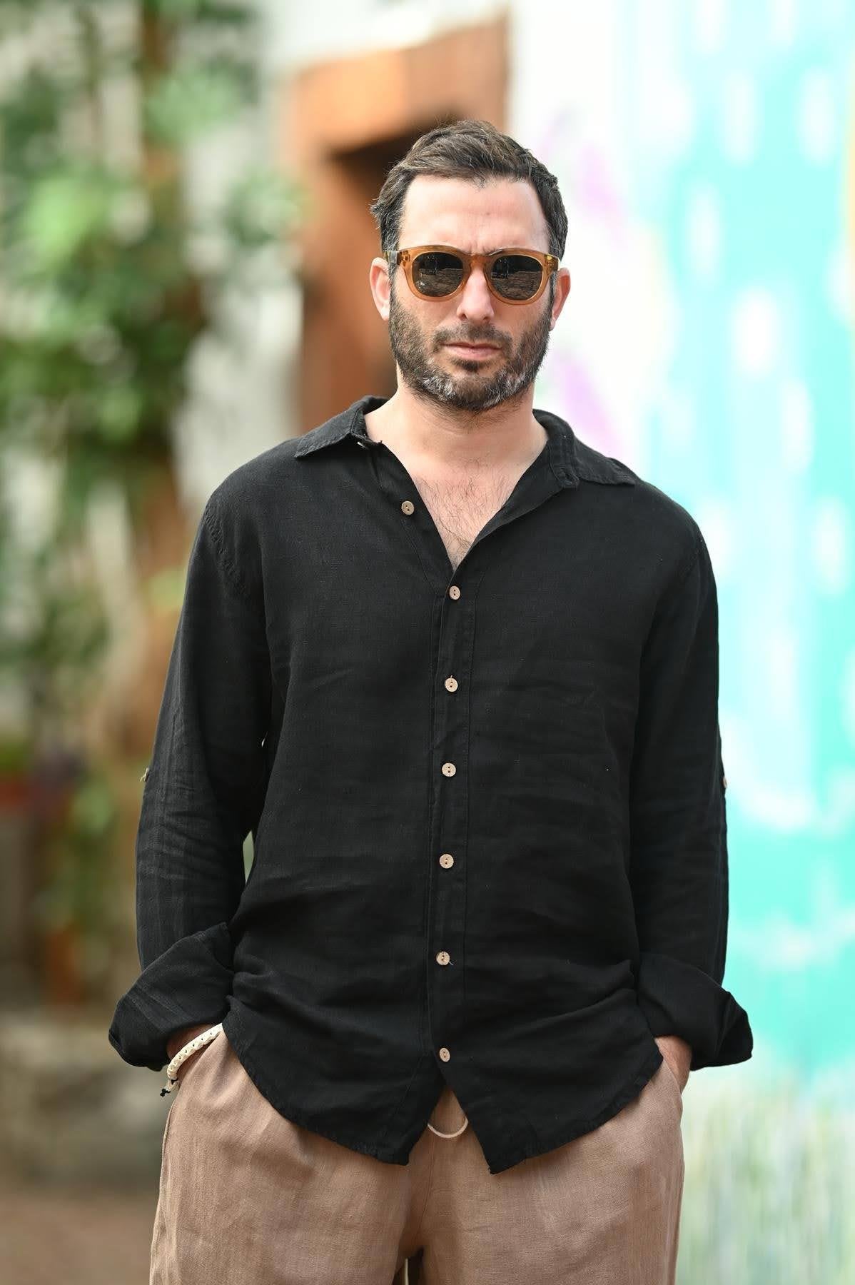 Black Linen Classic Men's Shirt