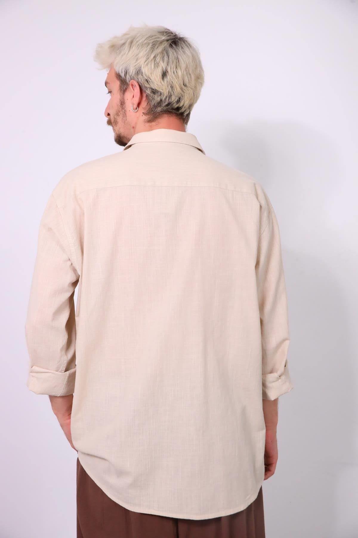 Cream Colored Men's Cotton Shirt