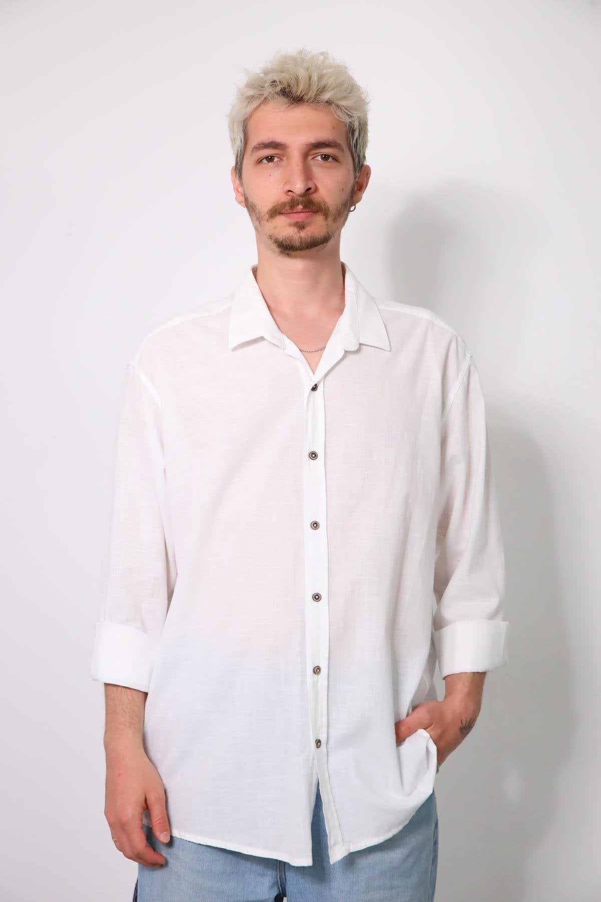 White Men's Cotton Shirt