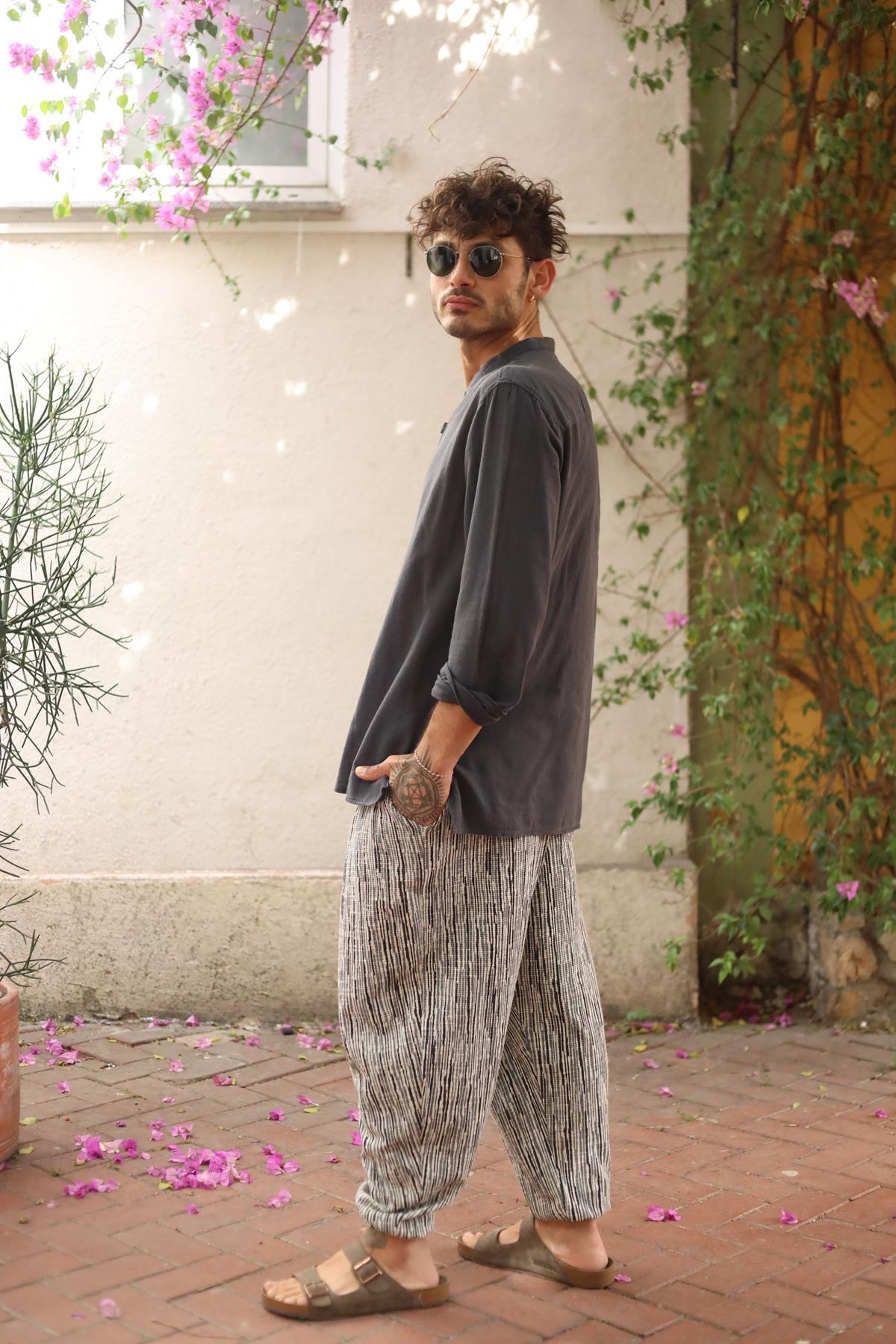 Anthracite Single Button Men's Shirt