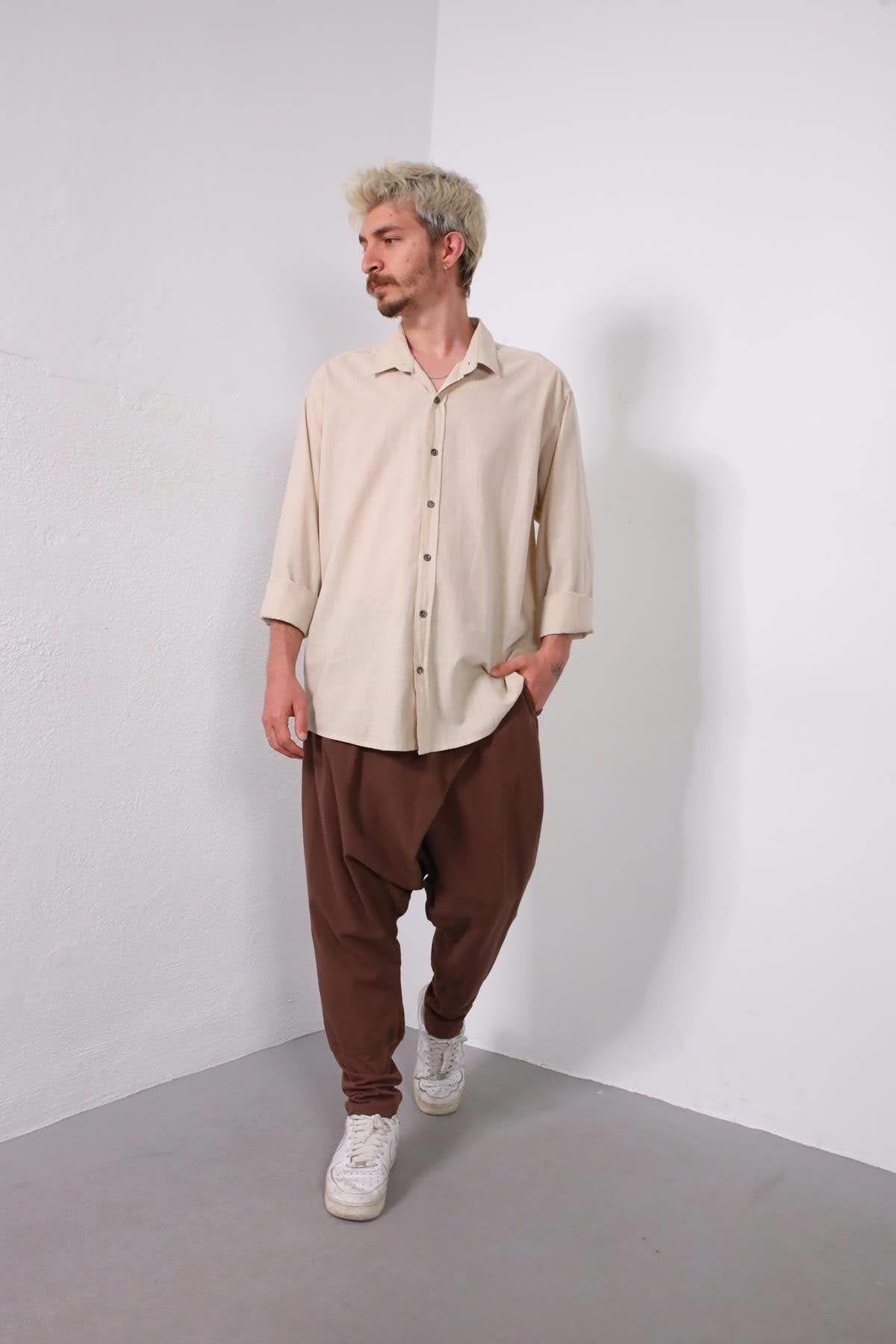 Cream Colored Men's Cotton Shirt