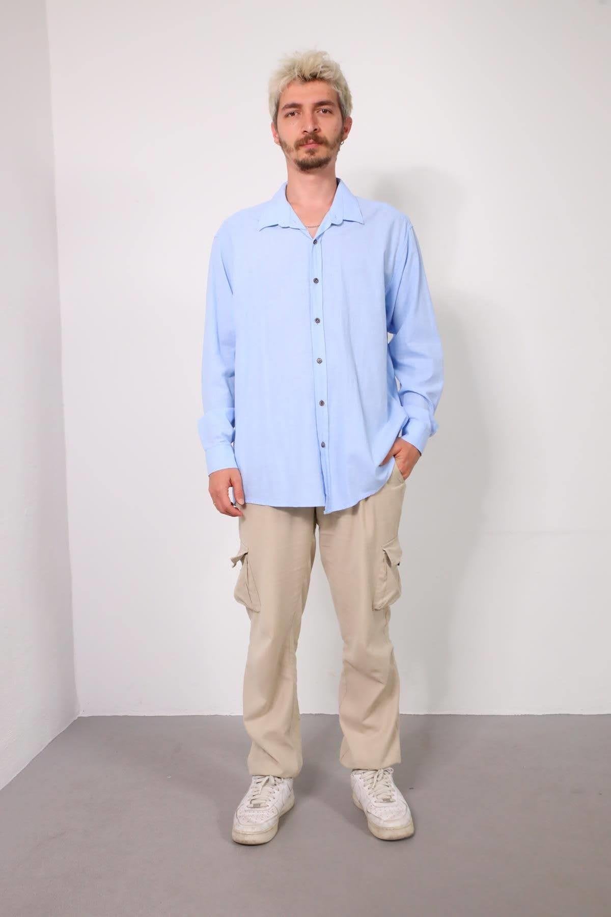 Blue Men's Cotton Shirt