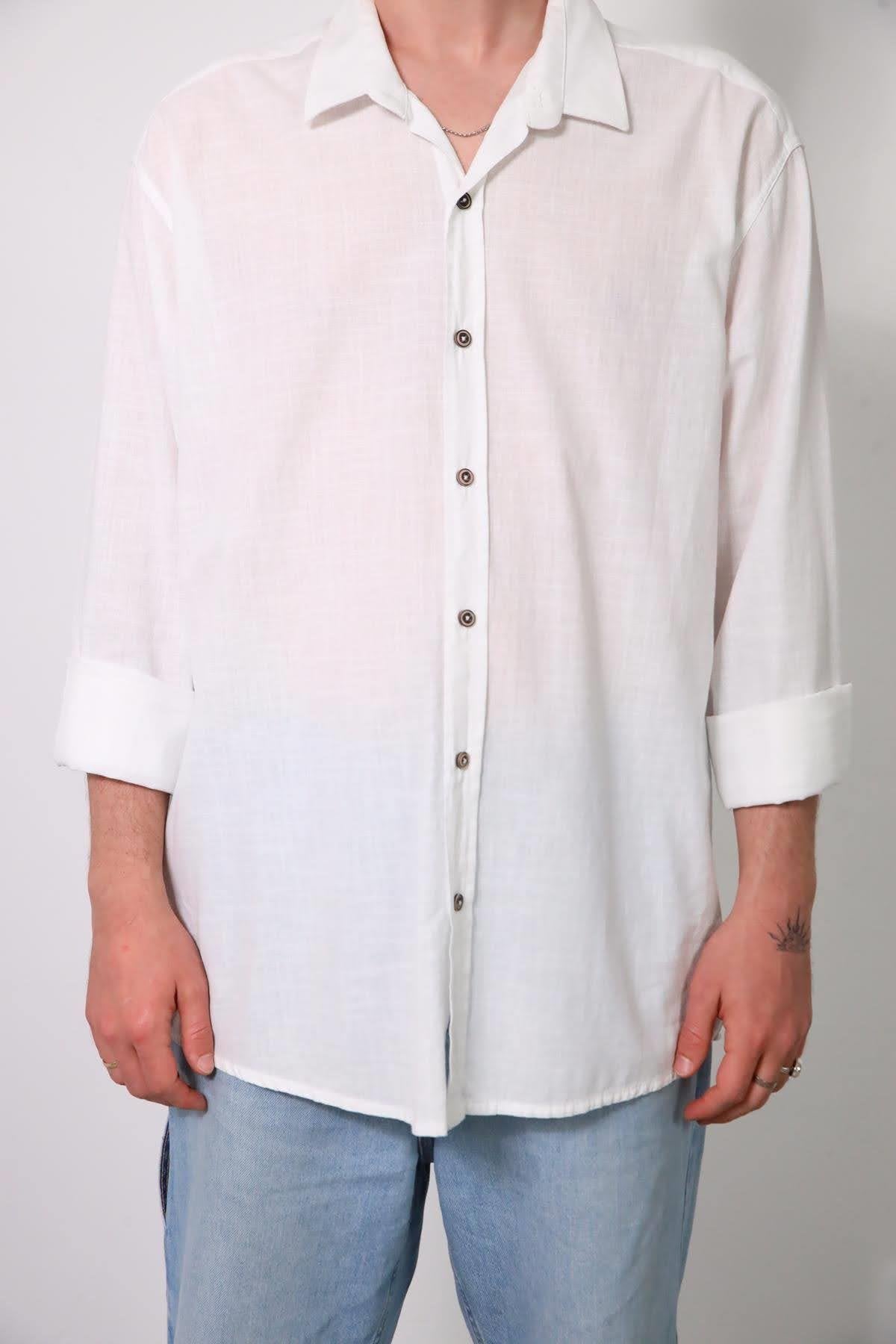 White Men's Cotton Shirt