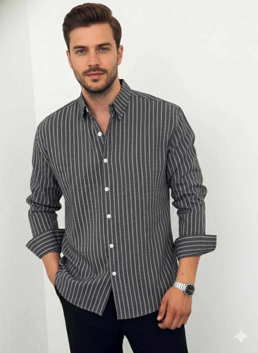 Minimalist Shirt with Clean Striped Accent