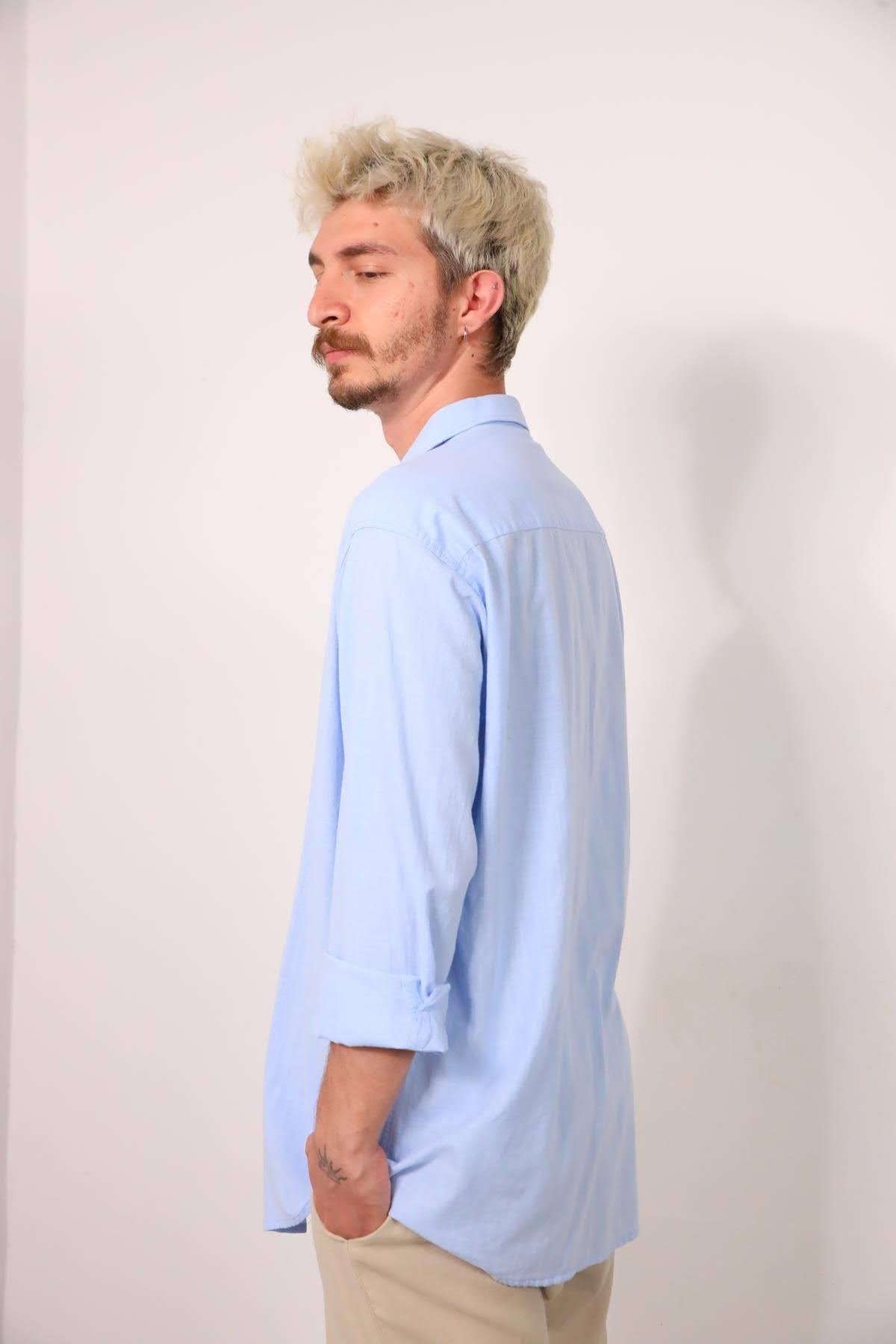 Blue Men's Cotton Shirt