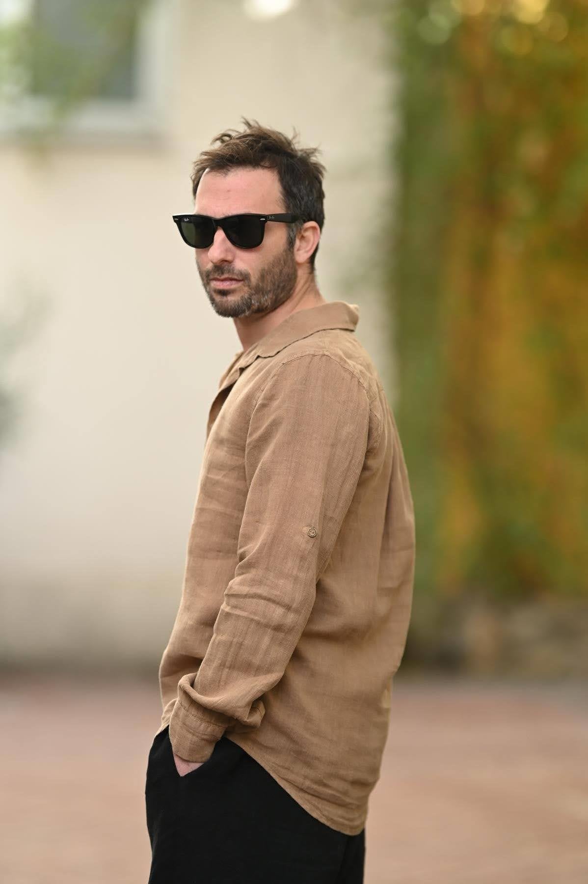 Milky Coffee Linen Classic Men's Shirt