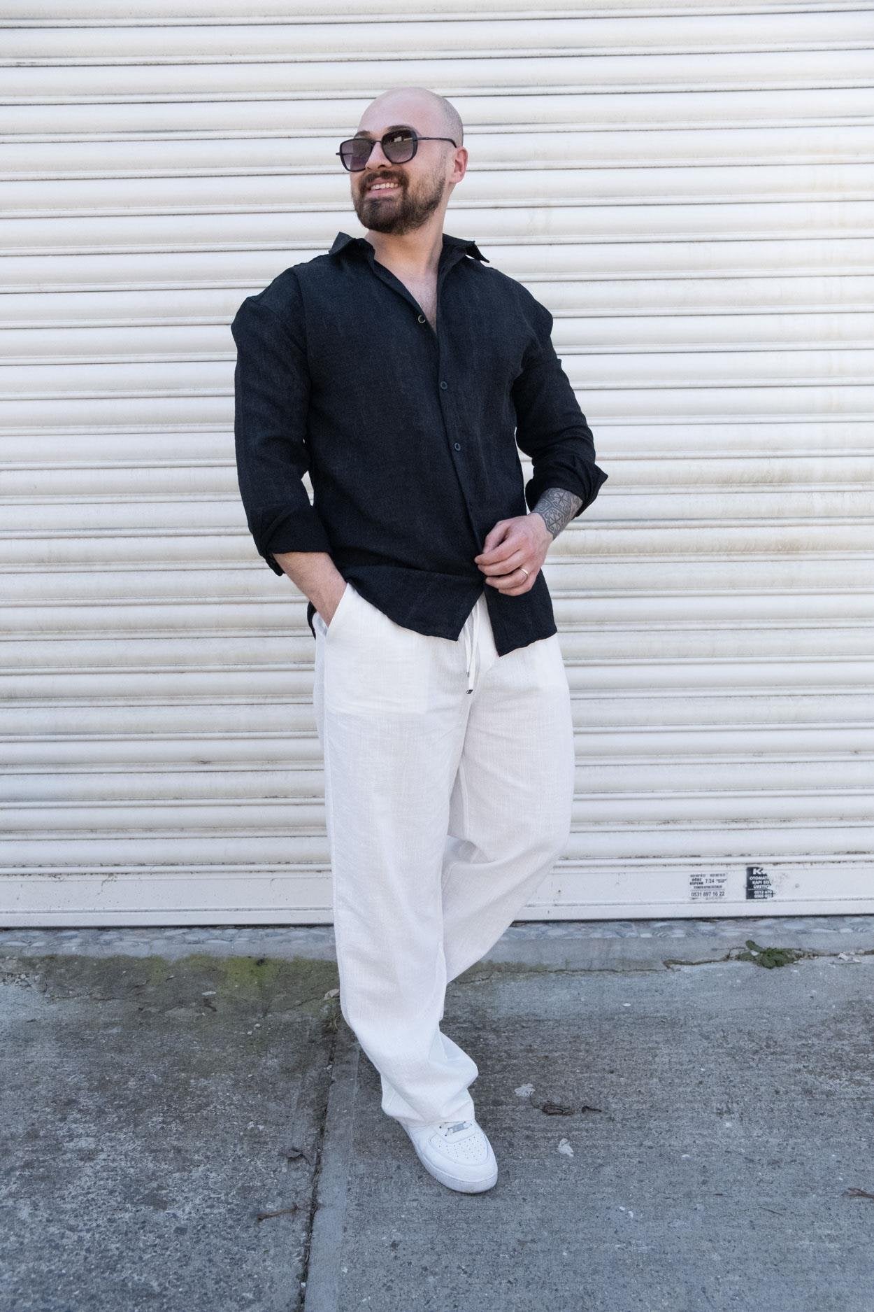 Trendy Acid Washed Linen Fabric Casual Shirt