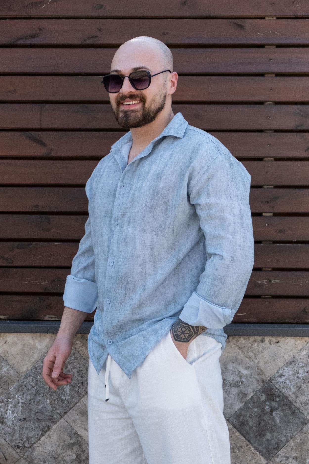 Premium Acid Washed Linen Comfort Relaxed Shirt