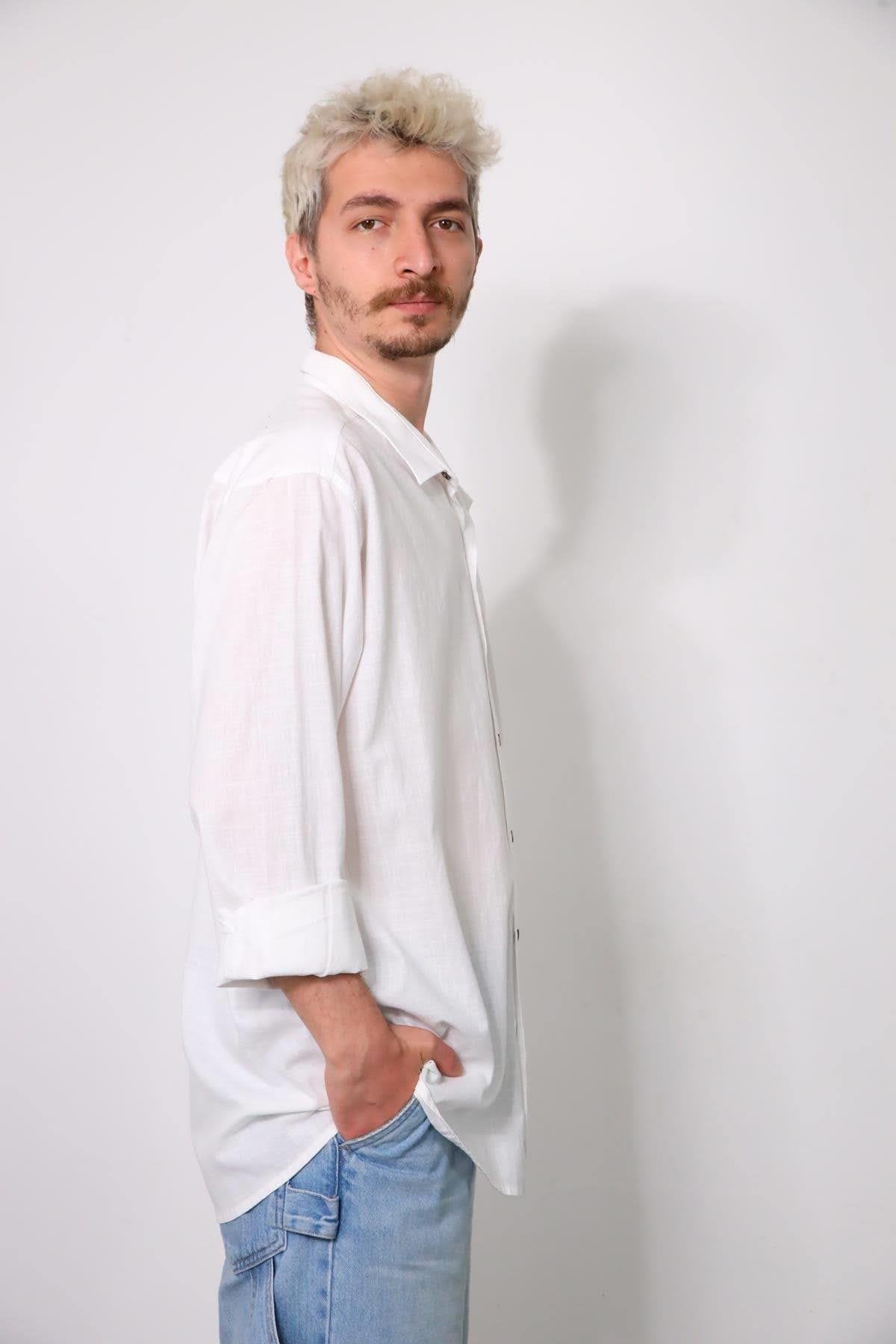 White Men's Cotton Shirt