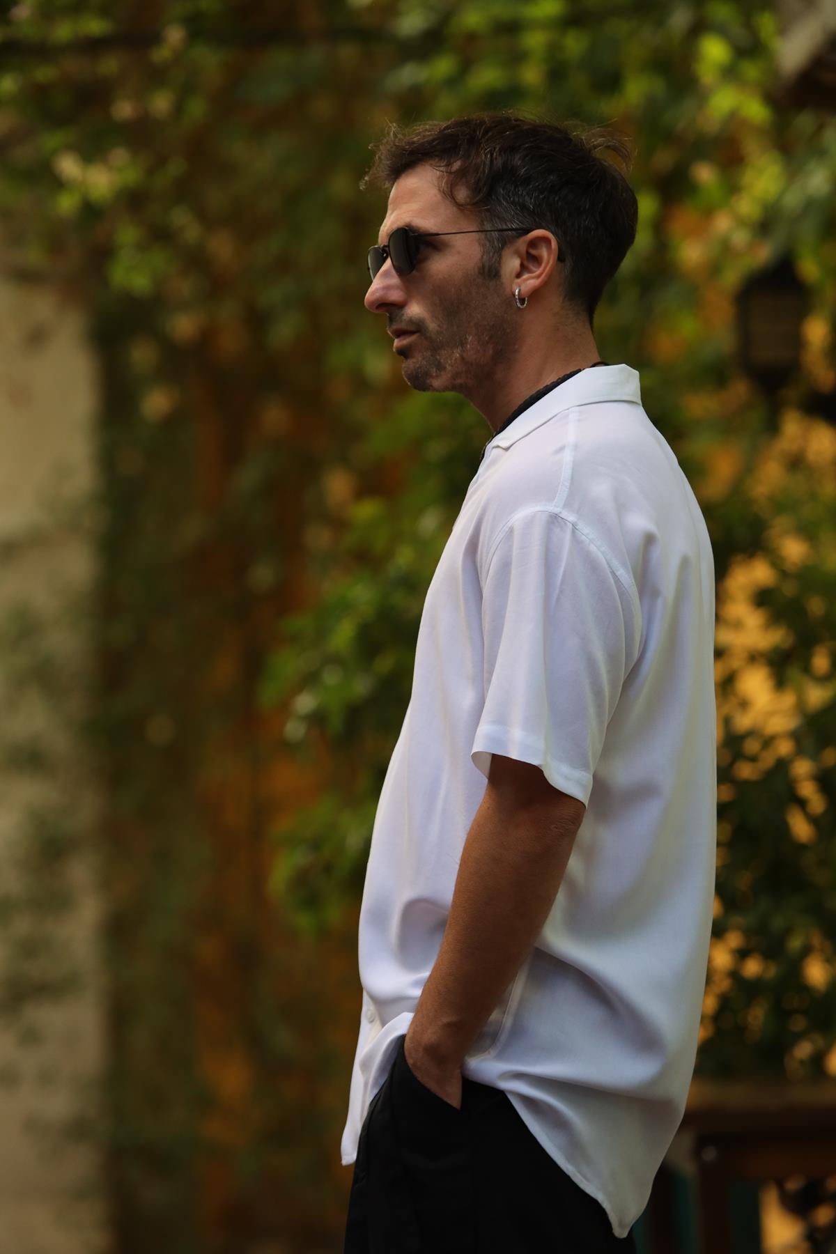 White Short Sleeve Men's Shirt