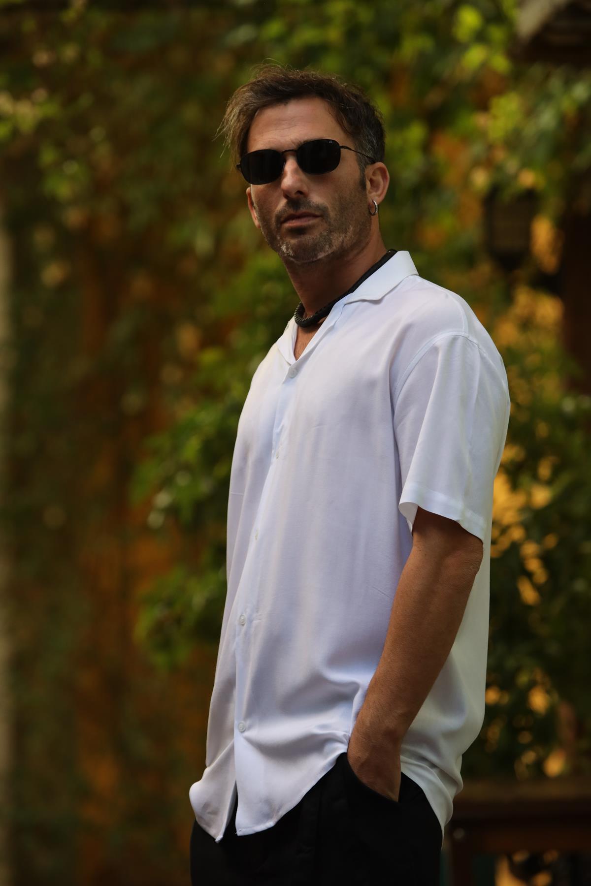 White Short Sleeve Men's Shirt