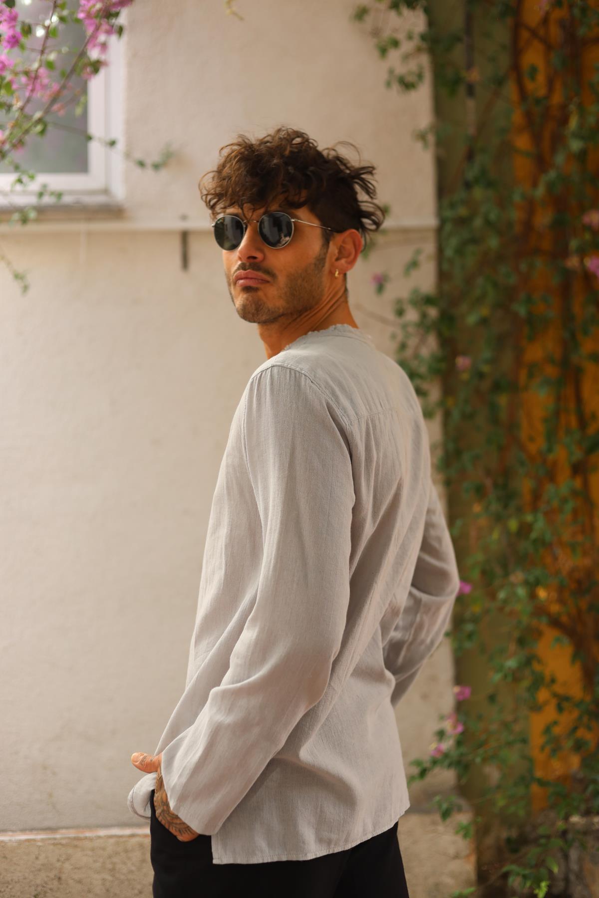 Gray Mandala Pattern Men's Shirt