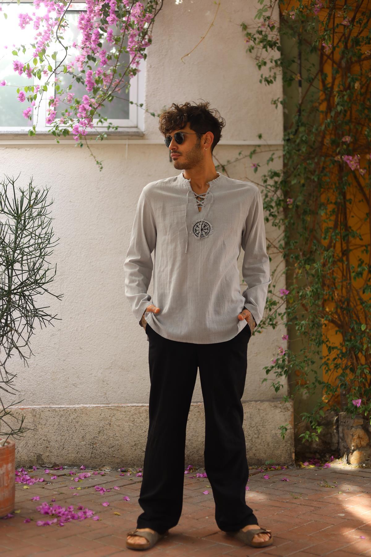 Gray Mandala Pattern Men's Shirt