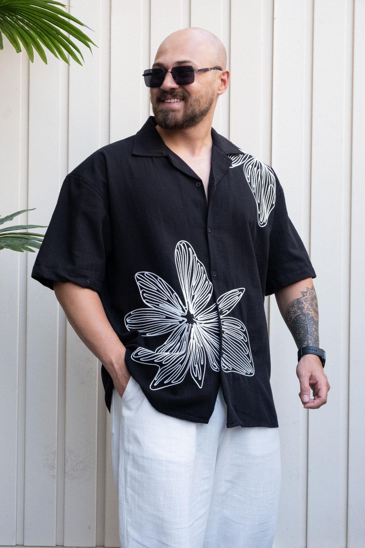 Premium Floral Embroidered Relaxed Fit Shirt