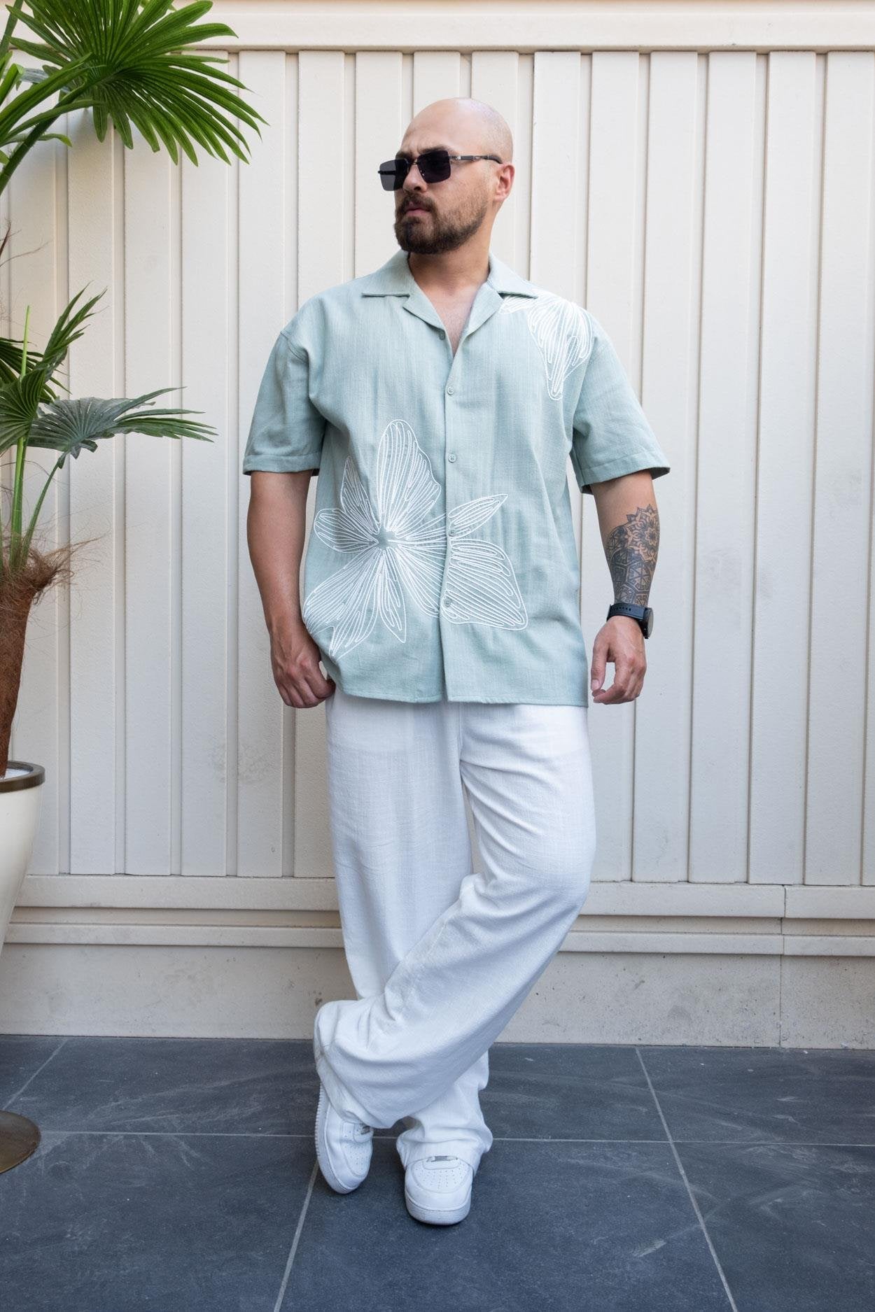 Soft Touch Linen Shirt with Elegant Embroidered Detail