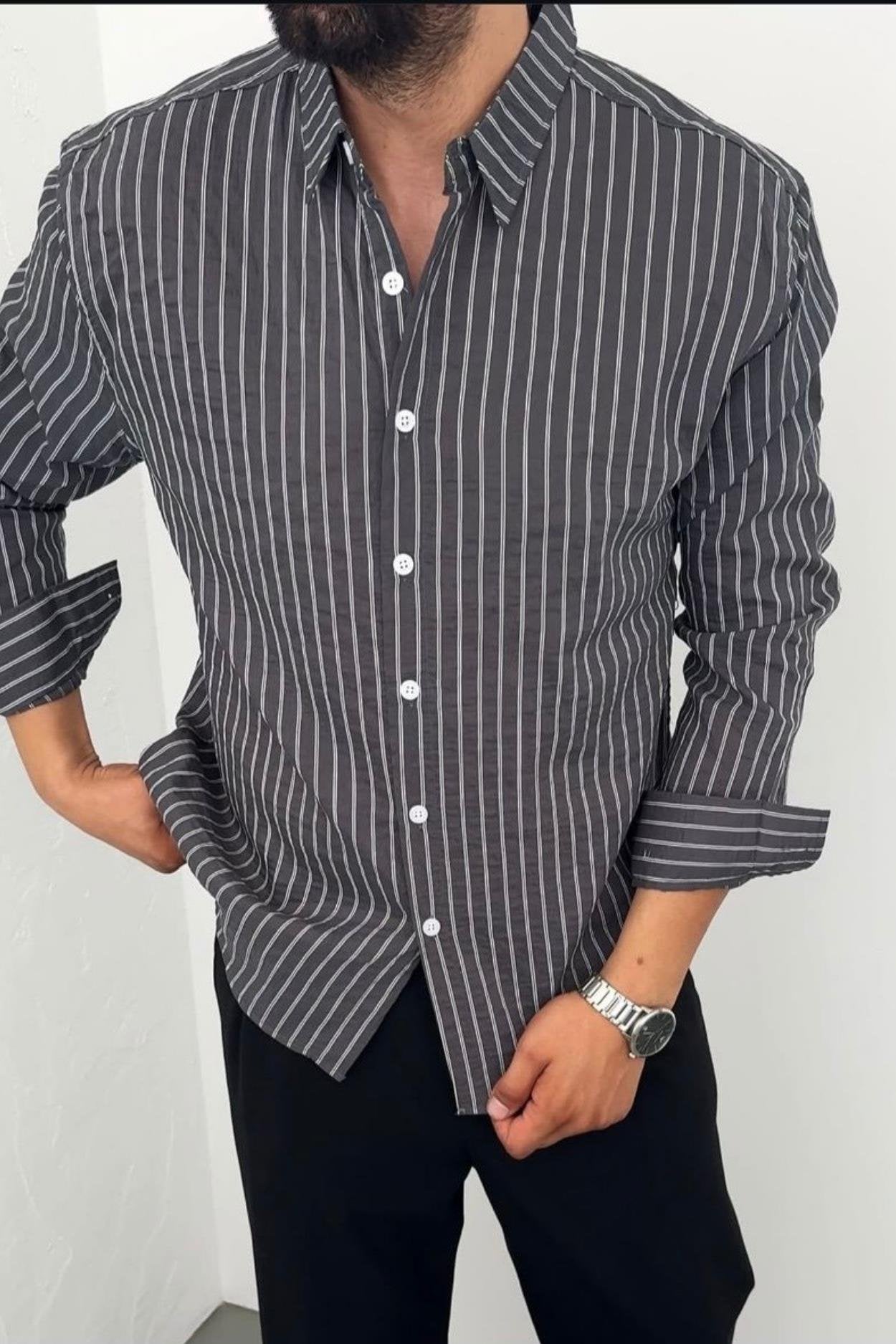 Minimalist Shirt with Clean Striped Accent