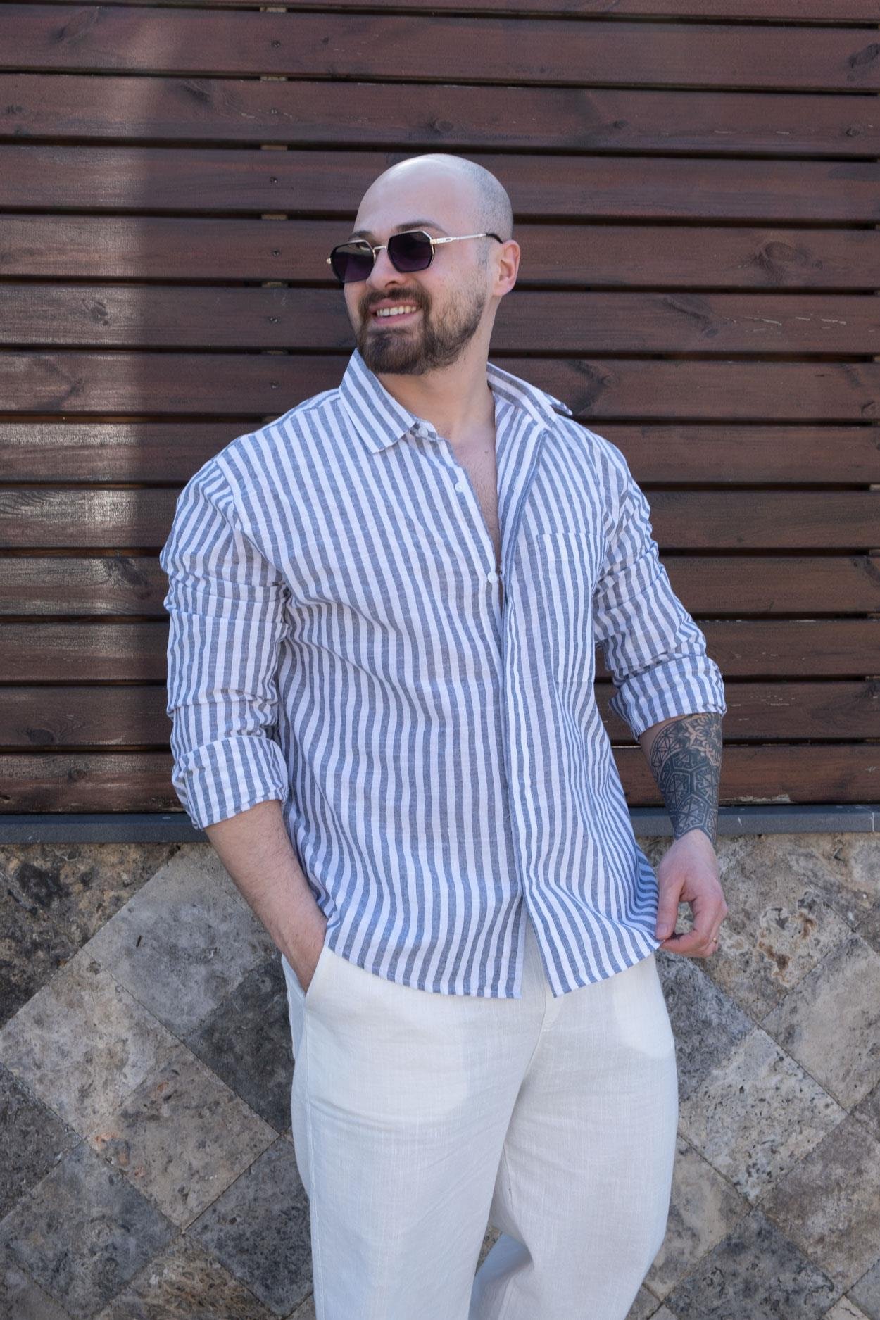 Soft Touch Linen Relaxed Shirt with Stripes