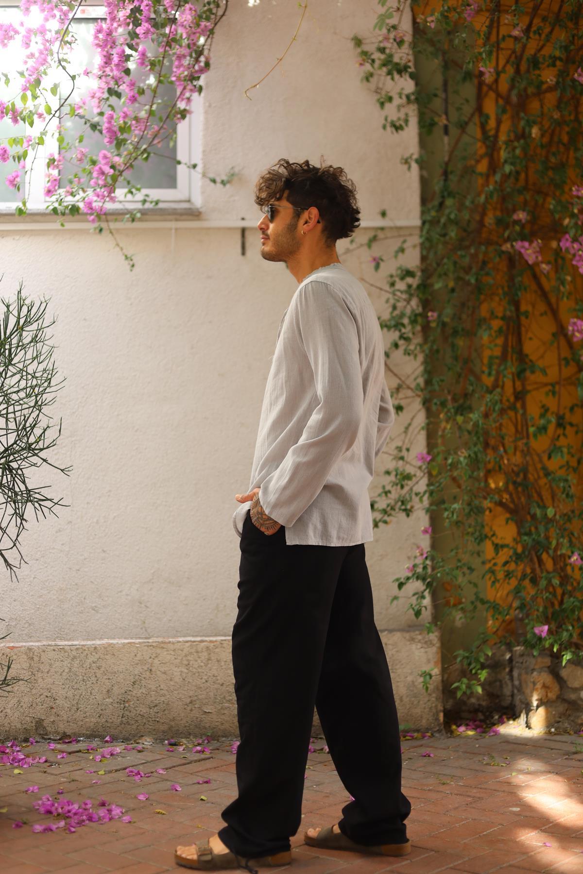 Gray Mandala Pattern Men's Shirt