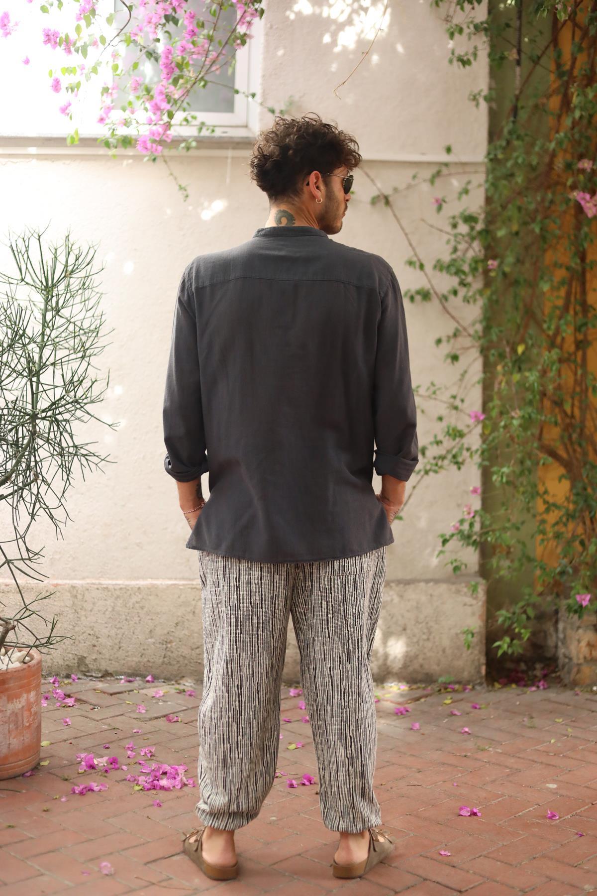 Anthracite Single Button Men's Shirt