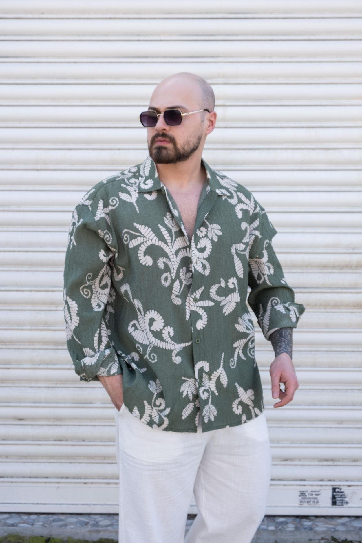 Stylish Patterned Fabric Relaxed Fit Shirt