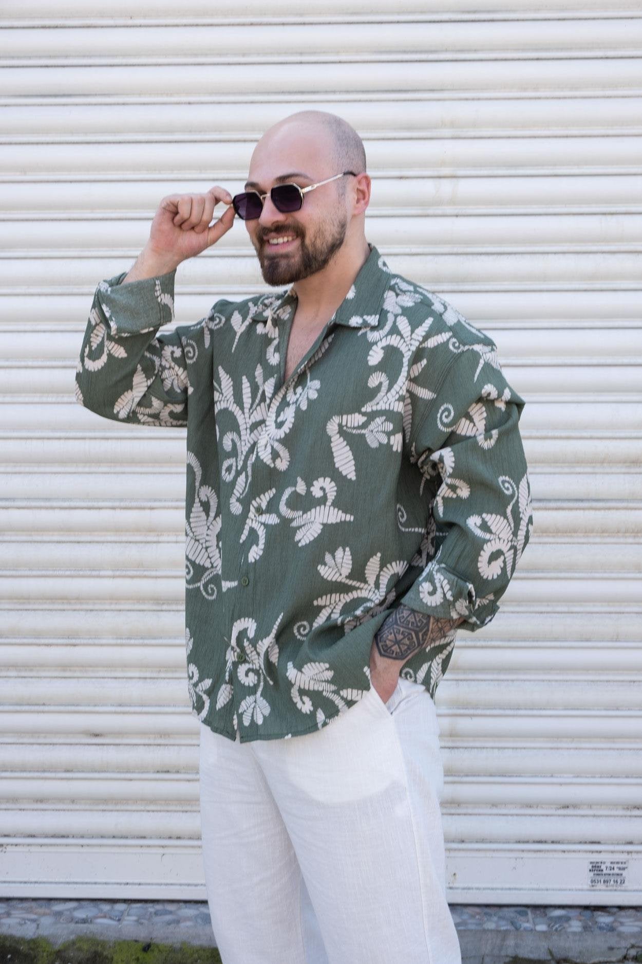 Stylish Patterned Fabric Relaxed Fit Shirt