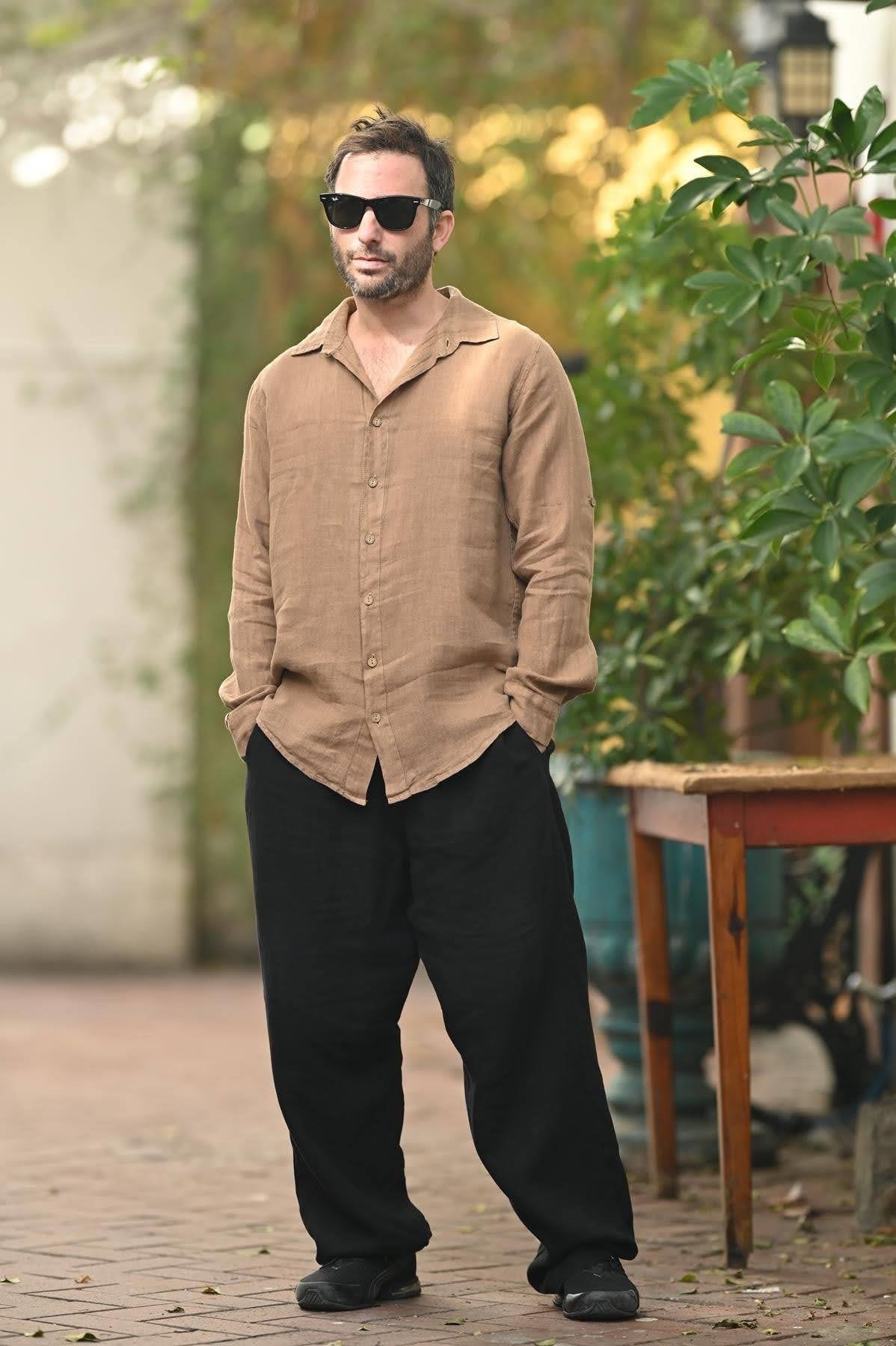 Milky Coffee Linen Classic Men's Shirt