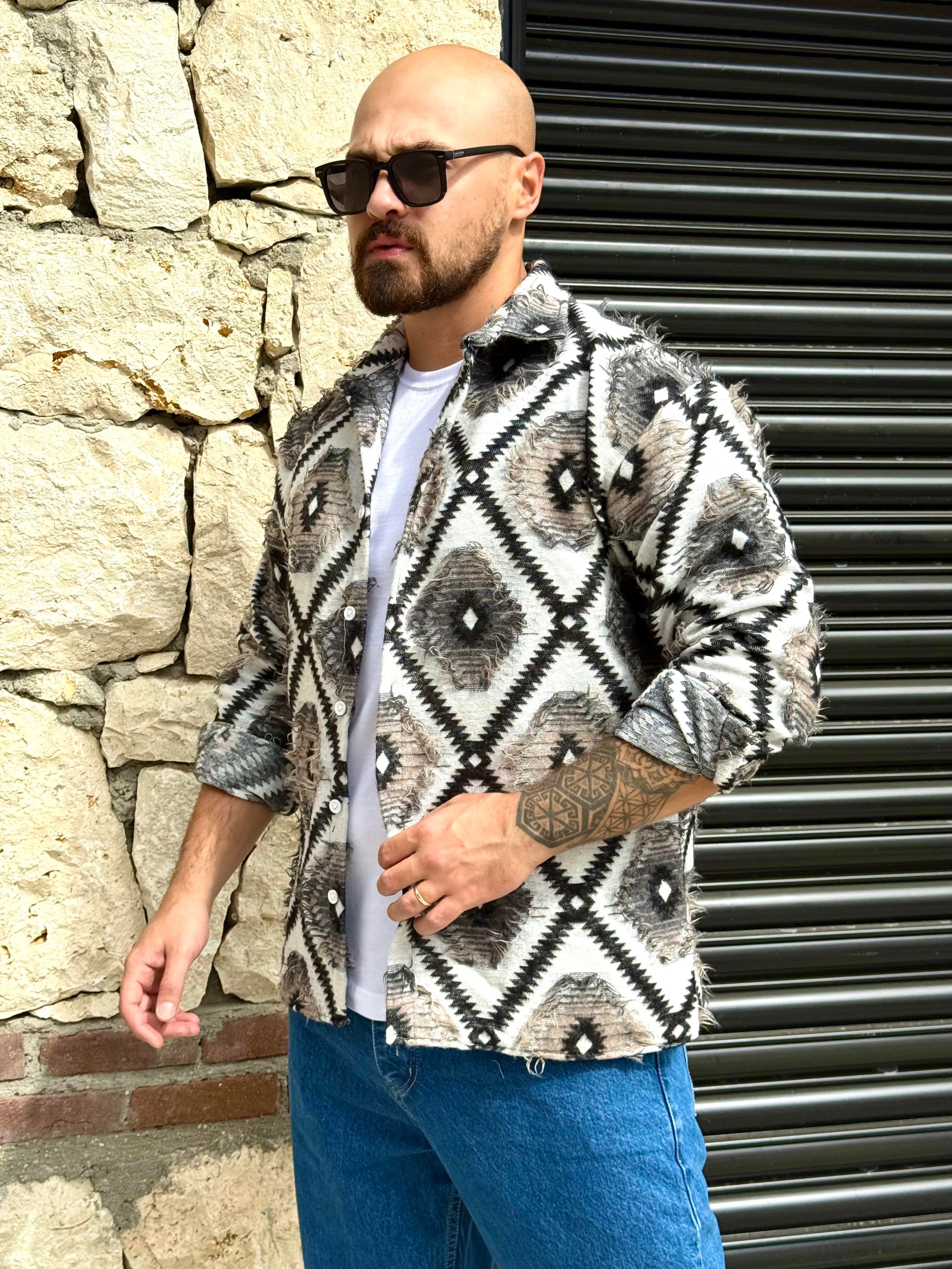 Modern Ethnic Cashmere Shirt – Premium Soft Finish