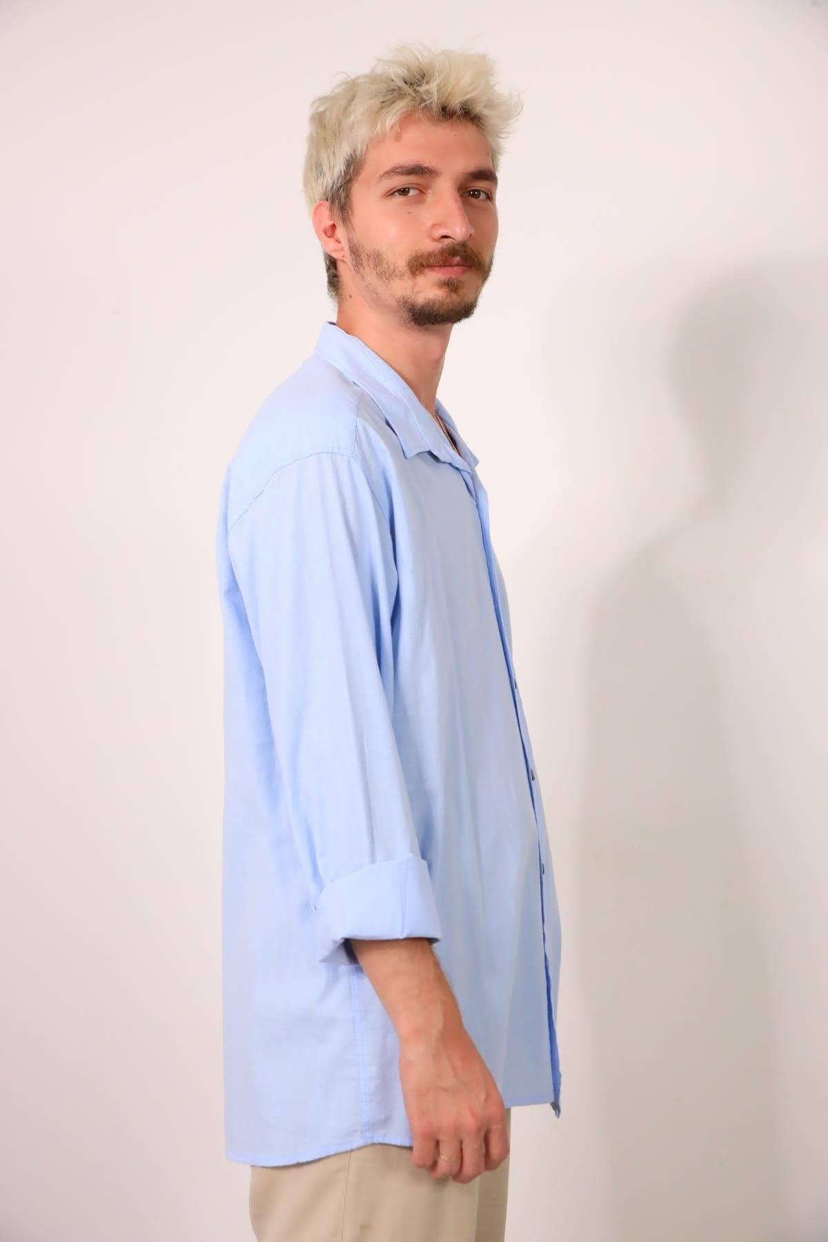 Blue Men's Cotton Shirt