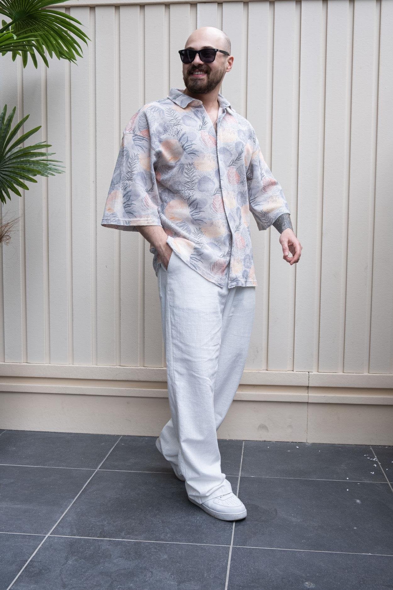 Trendy Fakir Kol Digital Print Casual Oversize Shirt