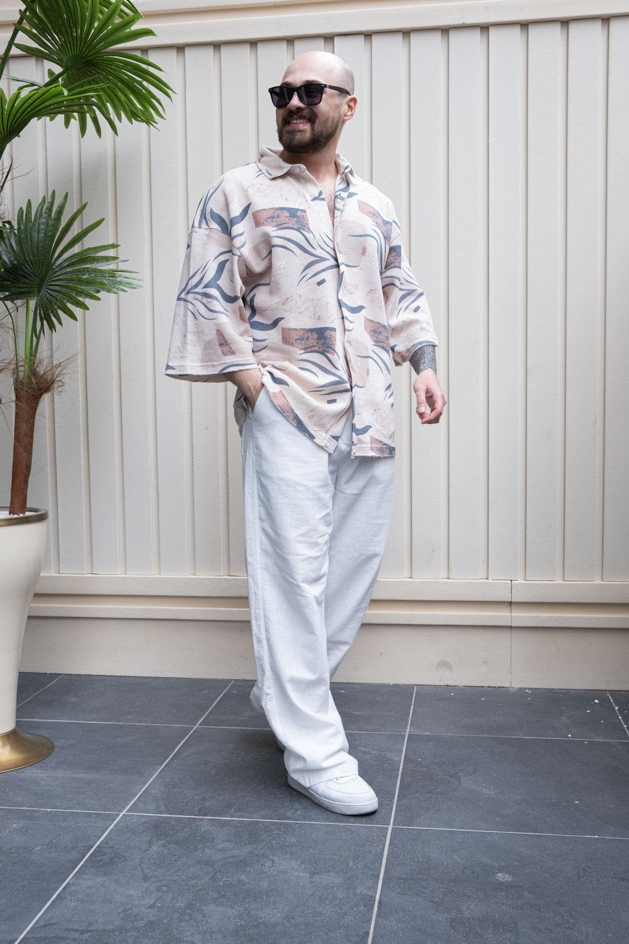 Modern Oversize Shirt Featuring Fakir Kol Digital Print