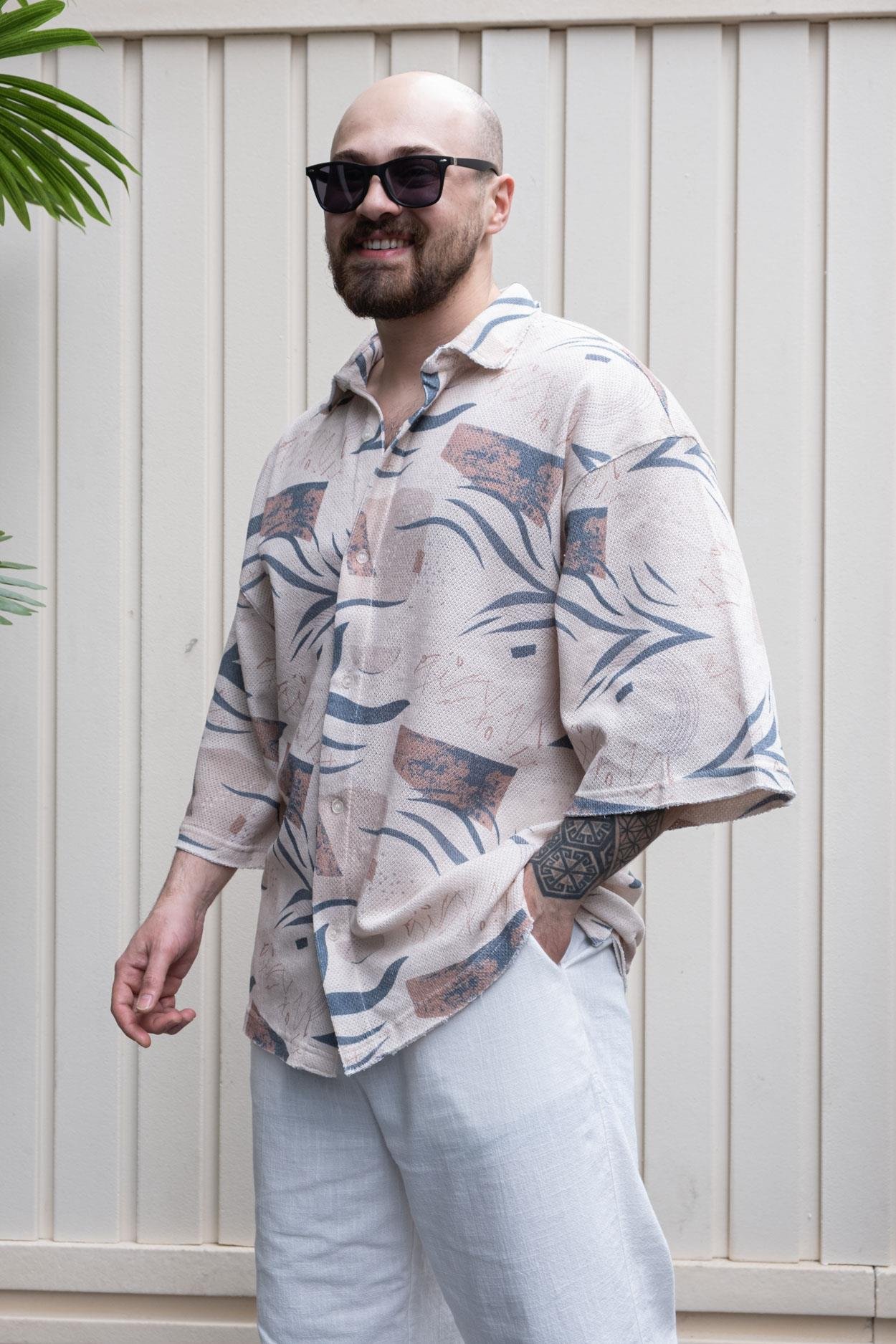 Modern Oversize Shirt Featuring Fakir Kol Digital Print