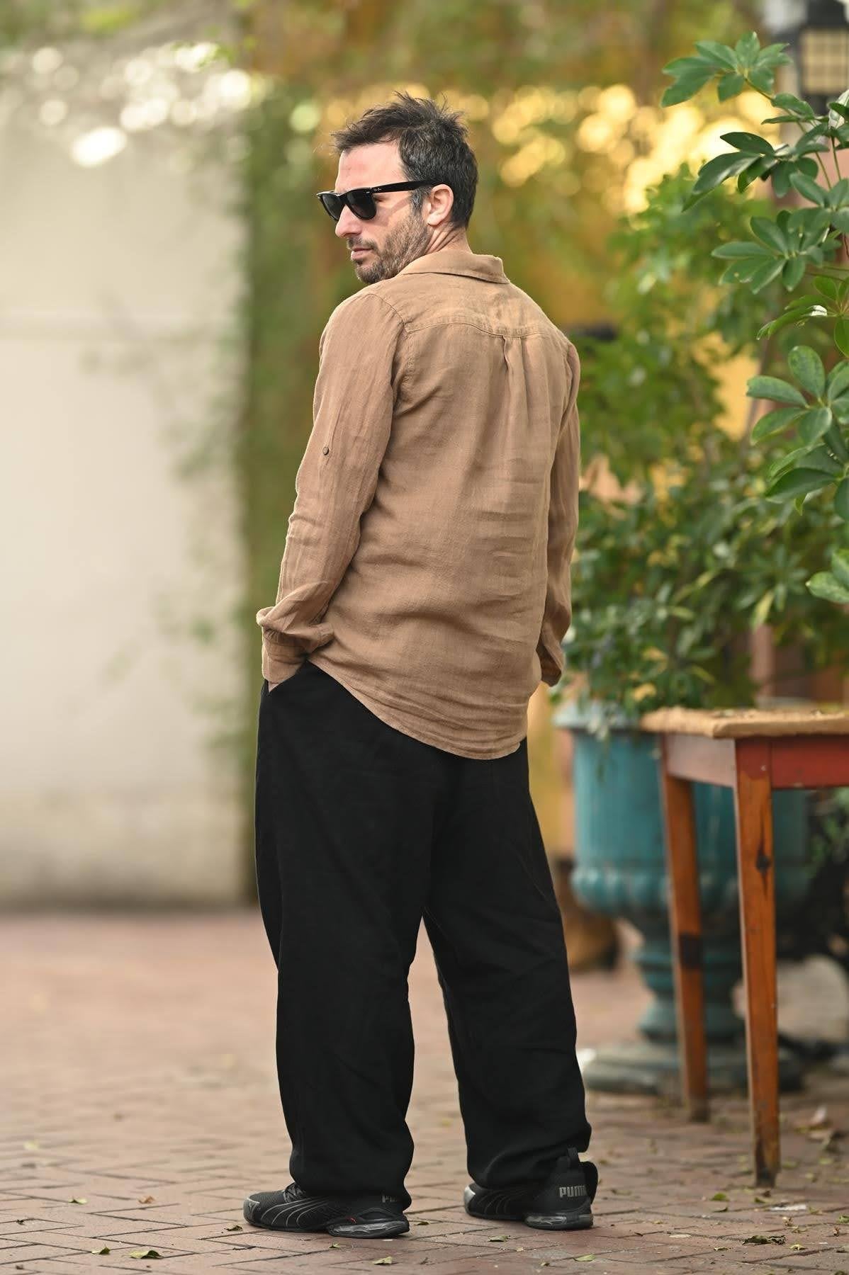 Milky Coffee Linen Classic Men's Shirt