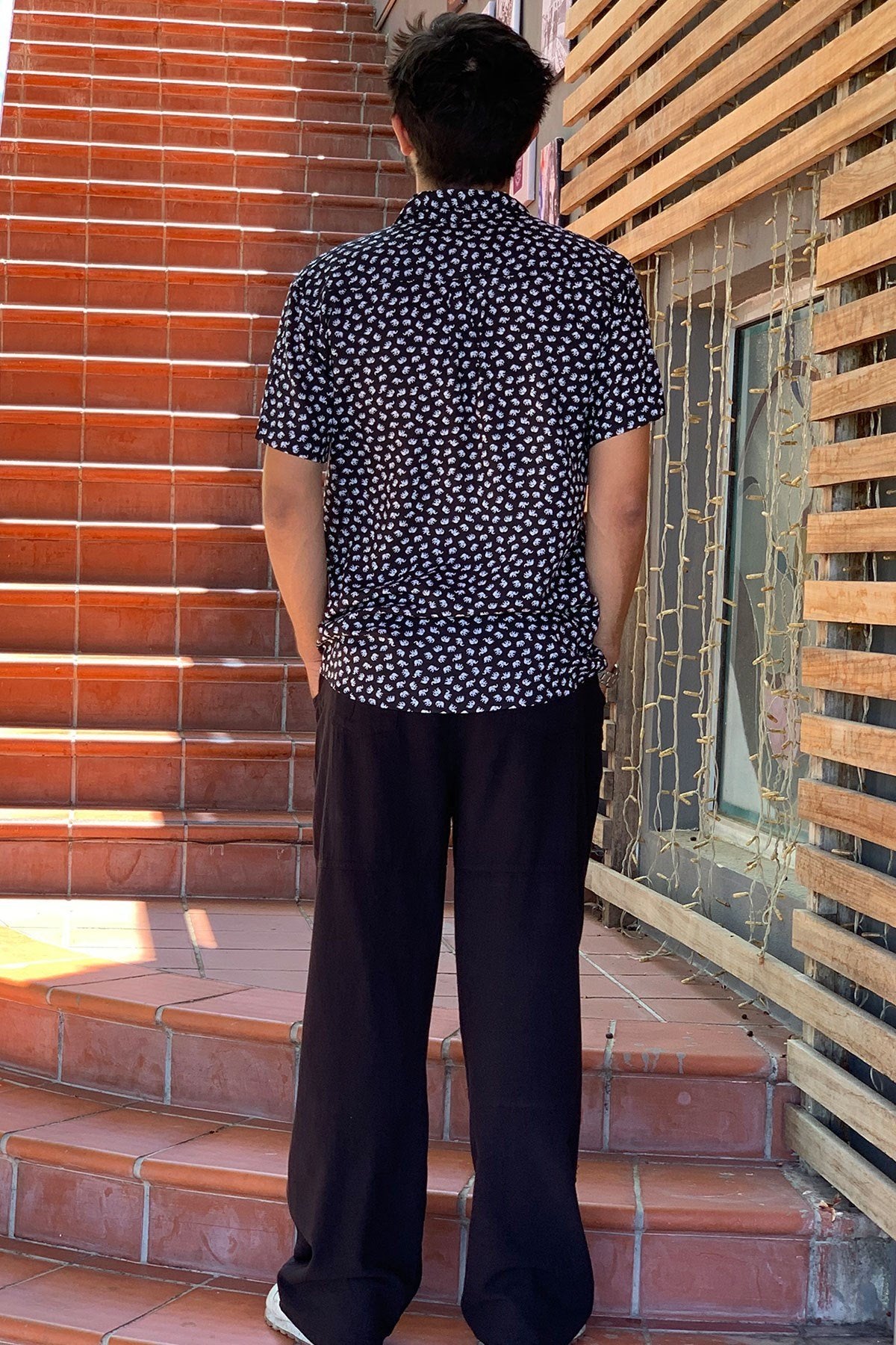 Elephant Pattern Short-Sleeved Shirt