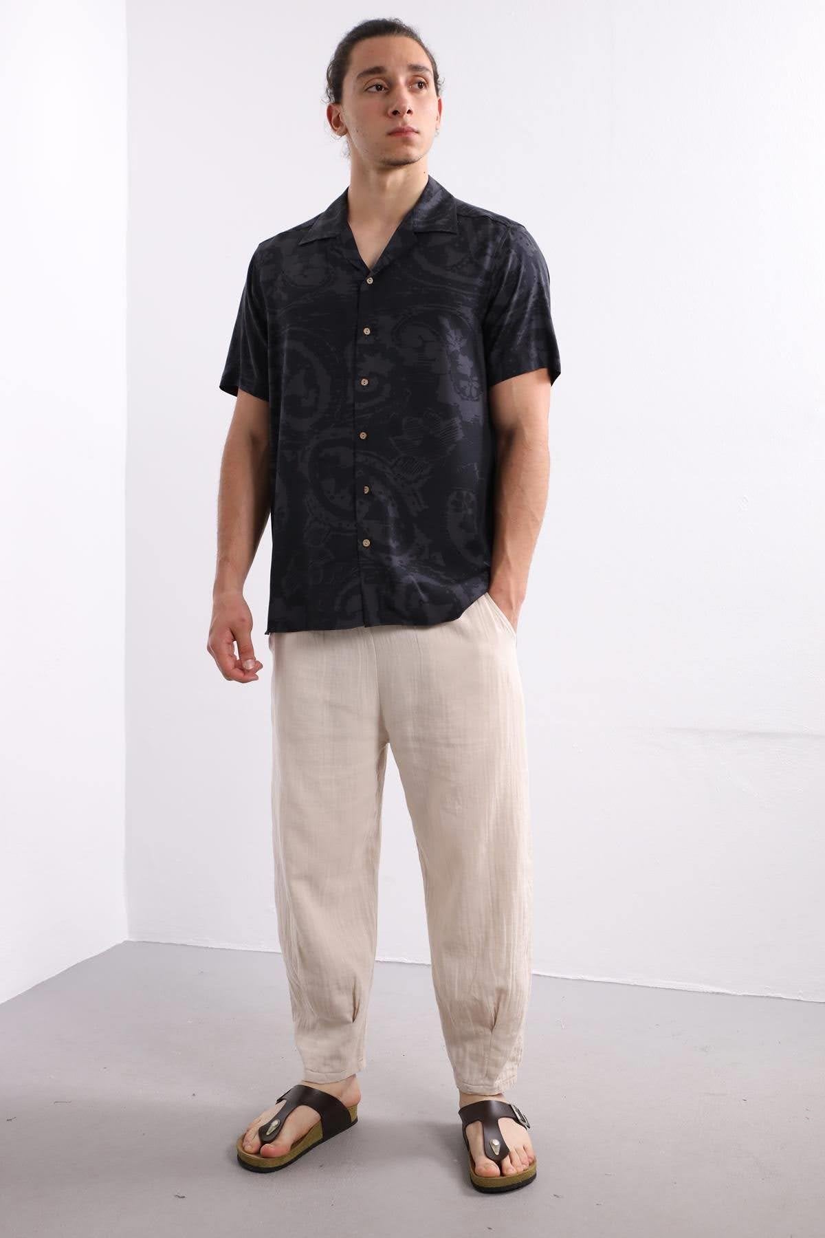 Anthracite Patterned Relaxed Fit Men's Shirt