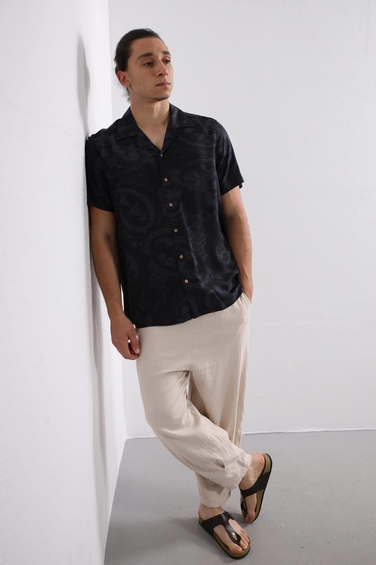 Anthracite Patterned Relaxed Fit Men's Shirt