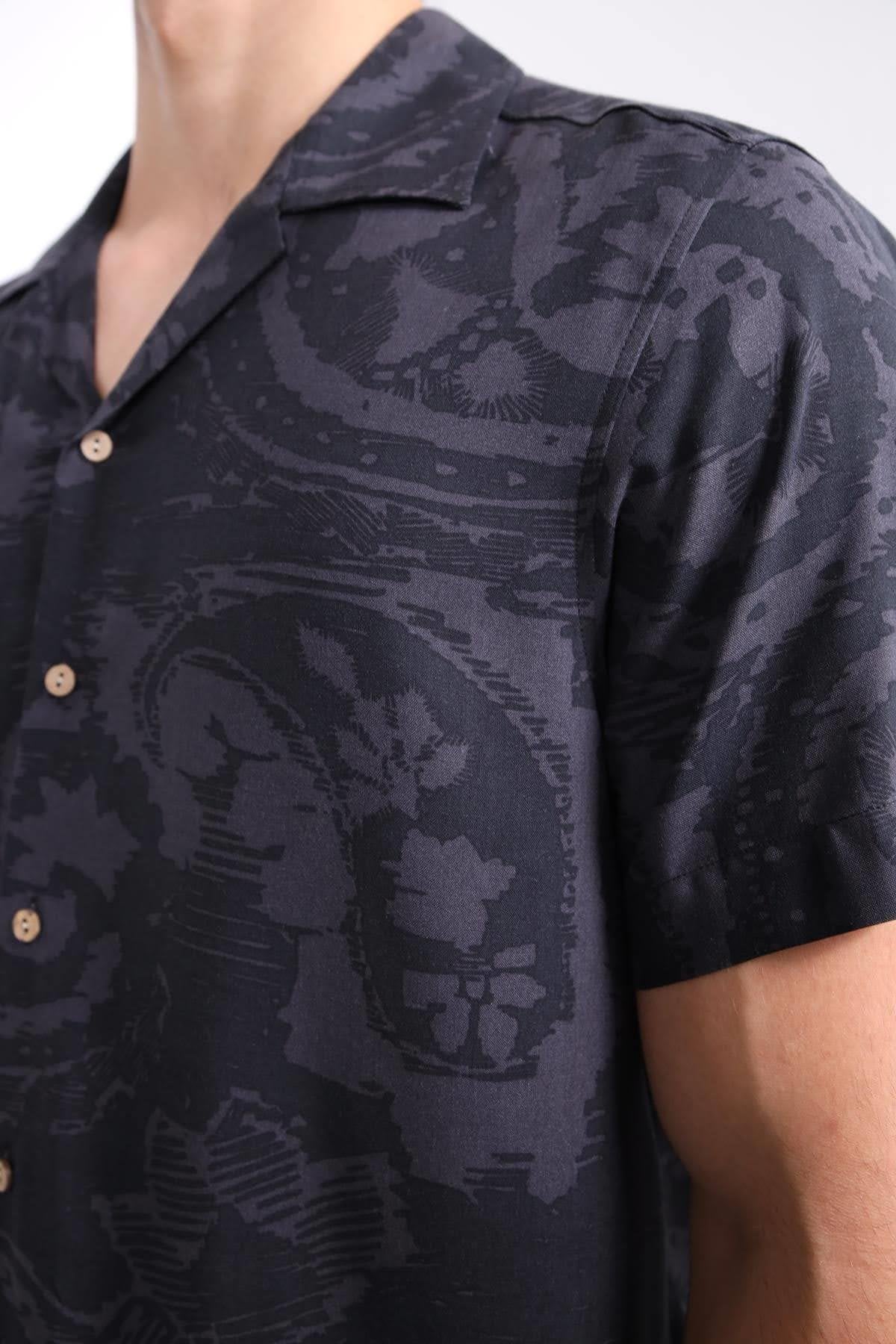 Anthracite Patterned Relaxed Fit Men's Shirt