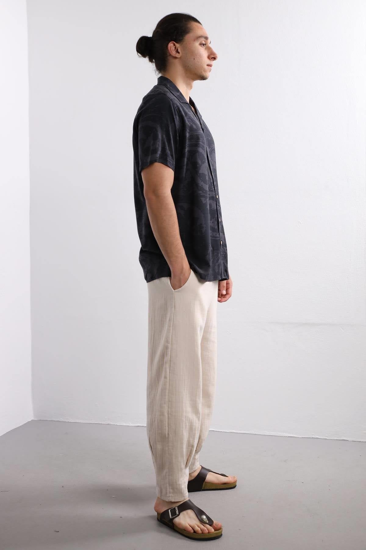 Anthracite Patterned Relaxed Fit Men's Shirt