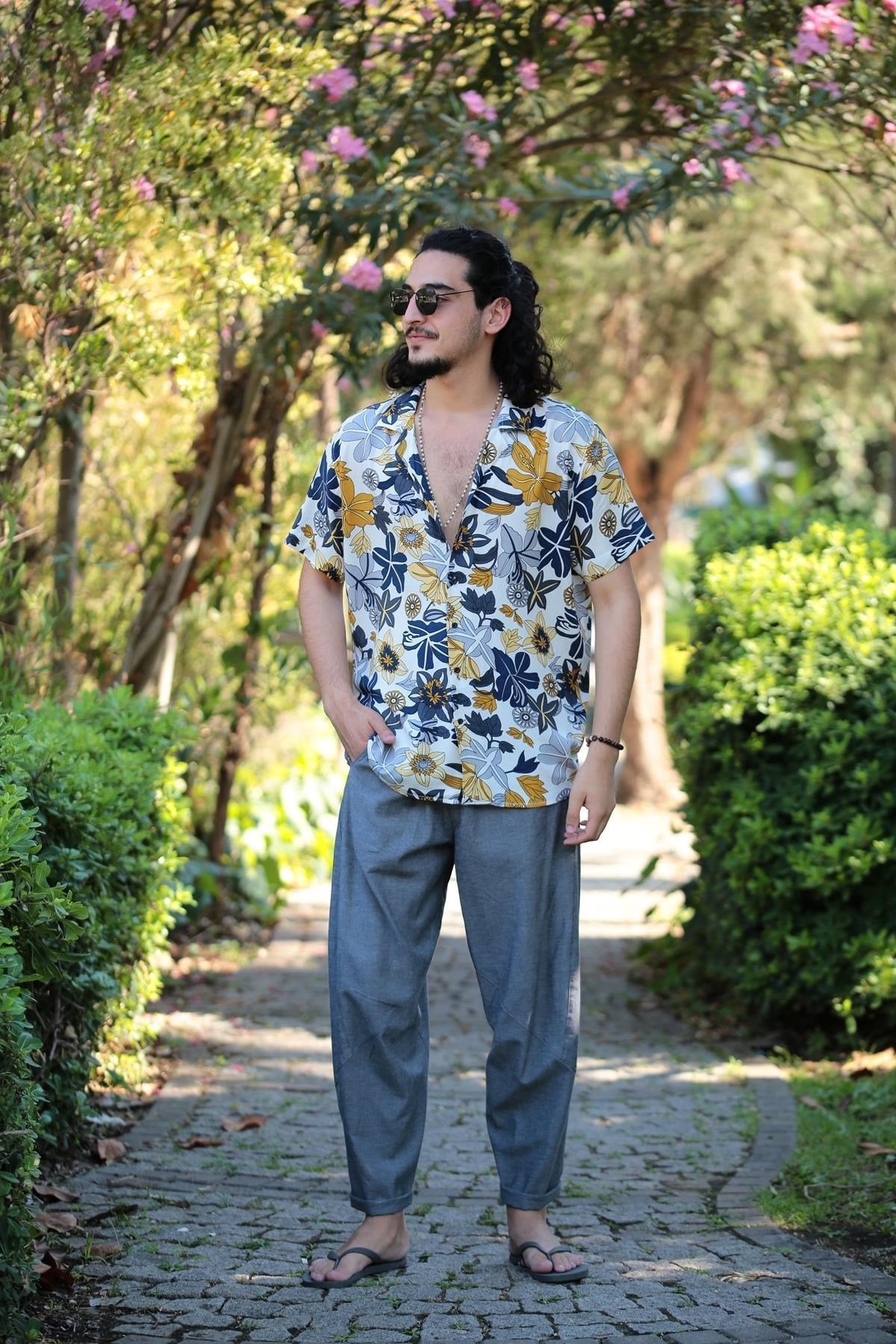 White Patterned Collar Shirt