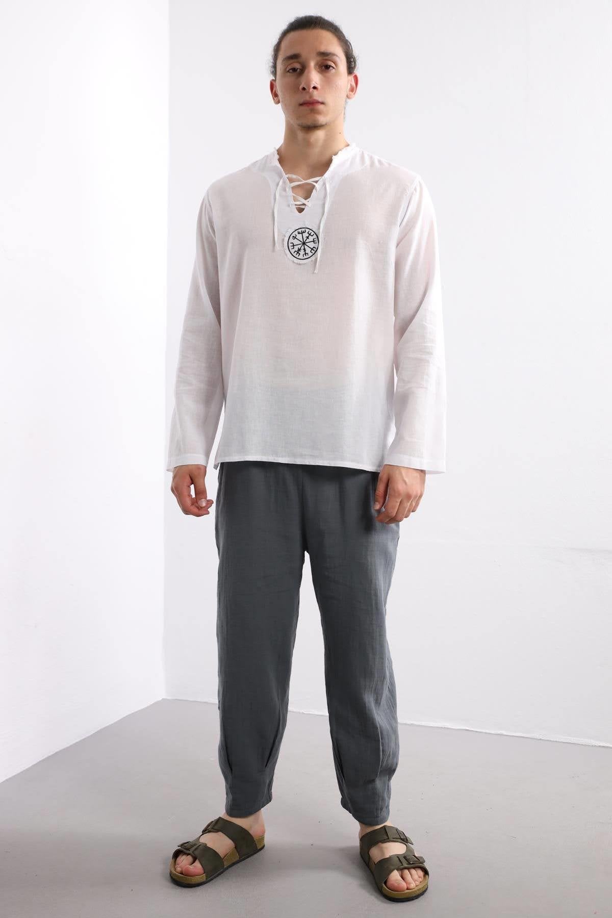 White Mandala Pattern Men's Shirt