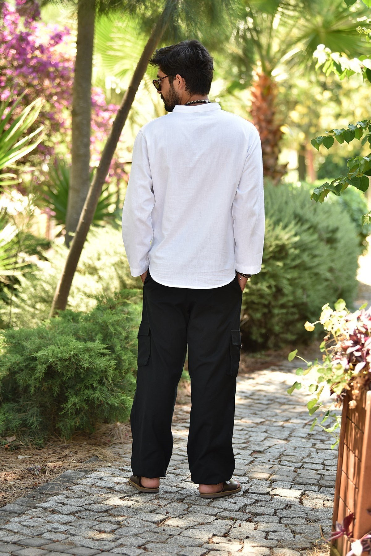 White V-Neck Men's Shirt