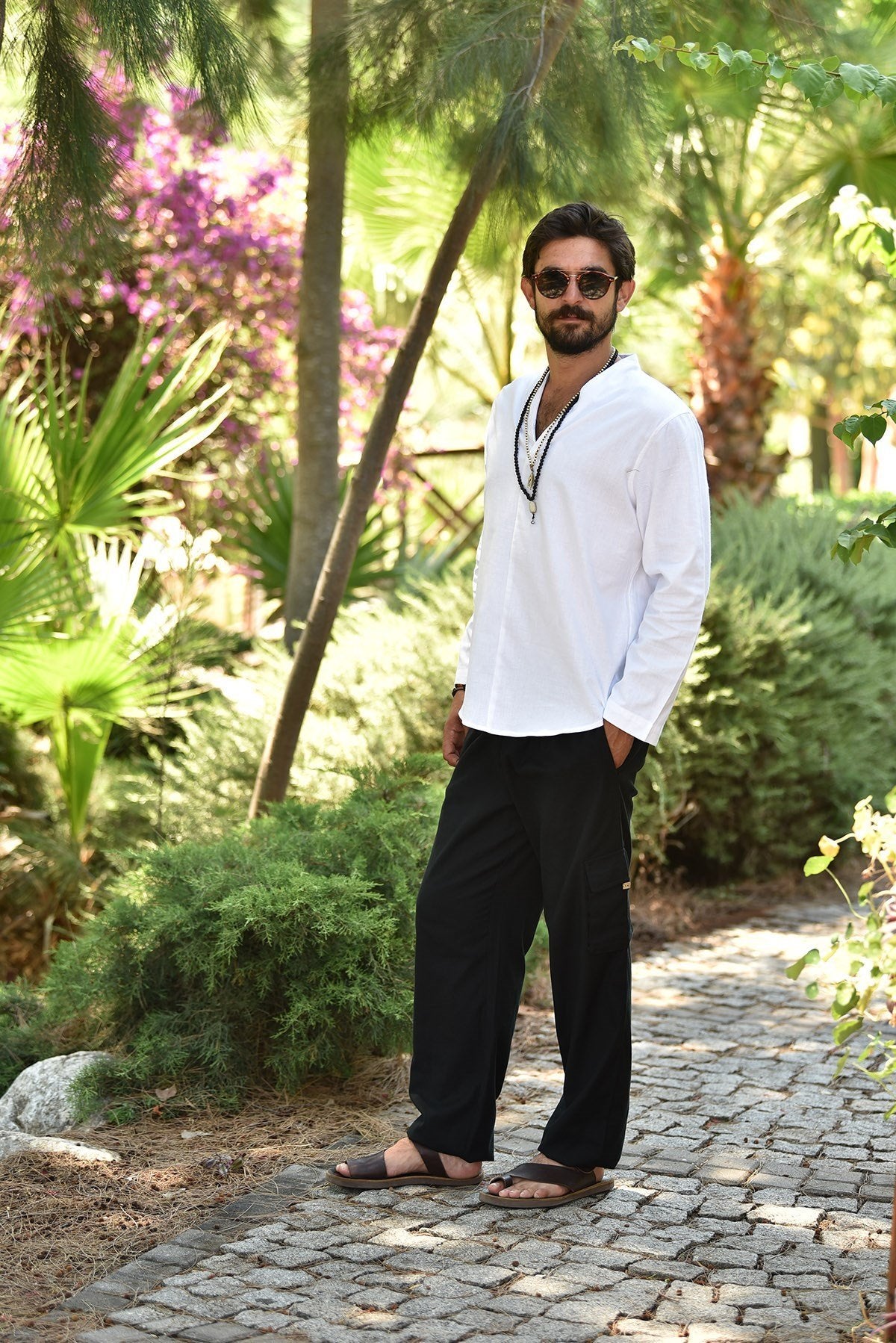 White V-Neck Men's Shirt