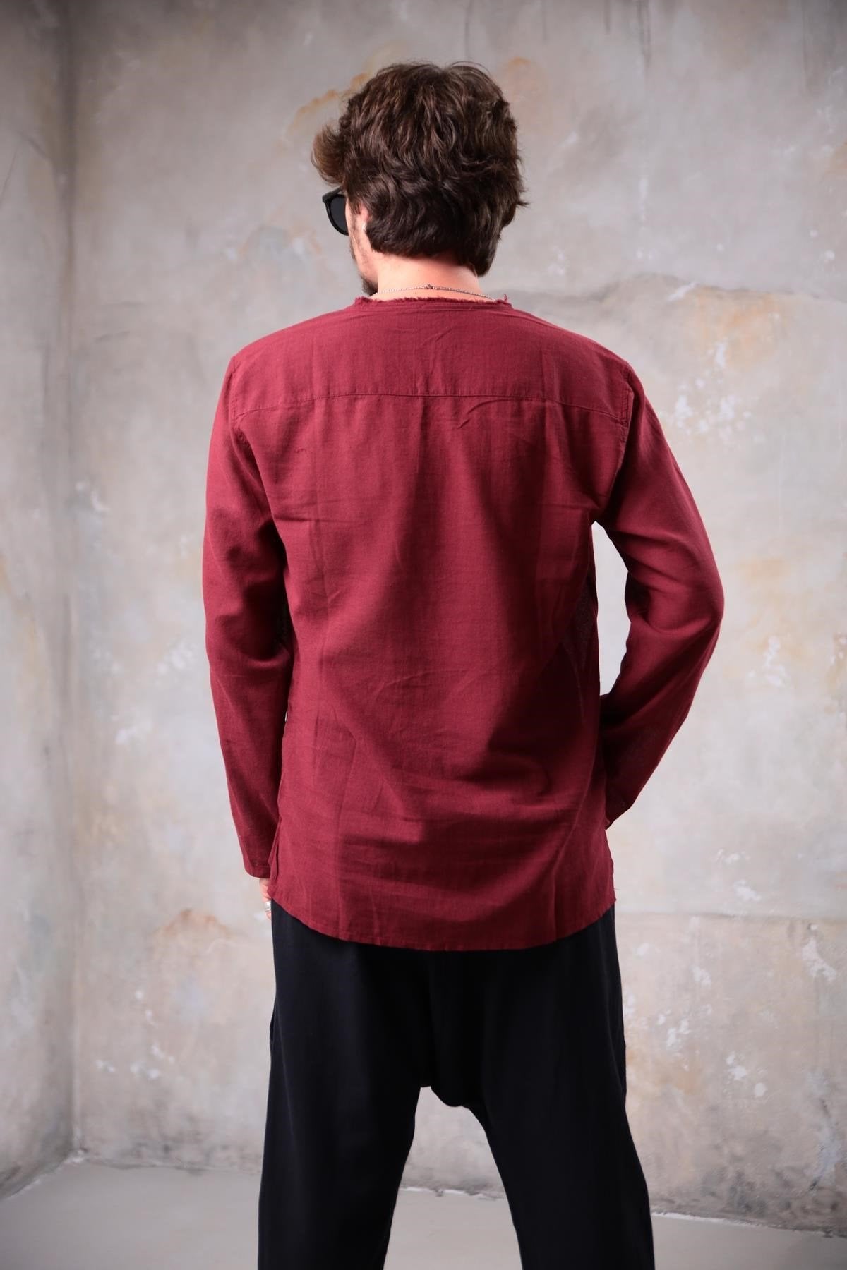 Burgundy Mandala Pattern Men's Shirt