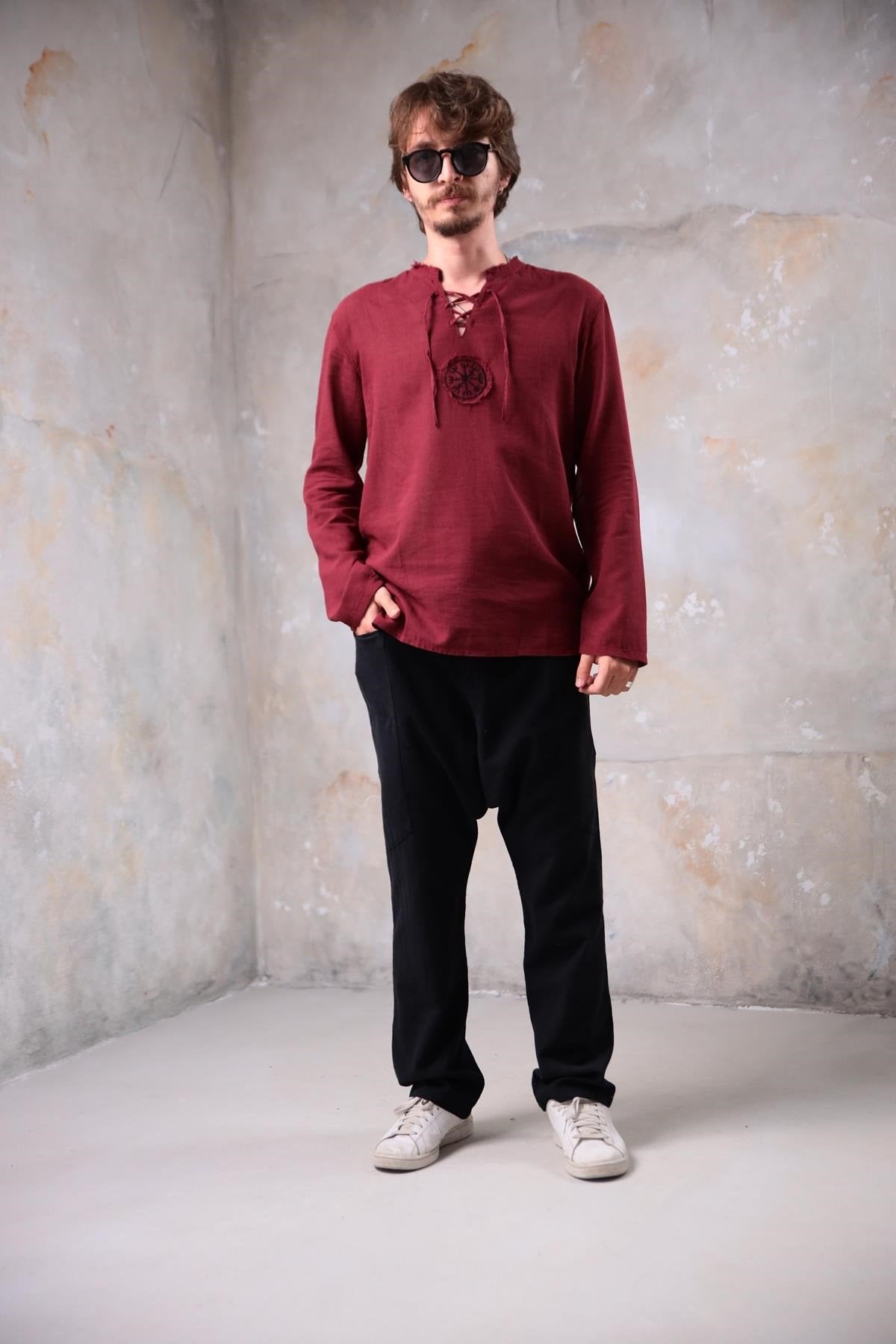 Burgundy Mandala Pattern Men's Shirt