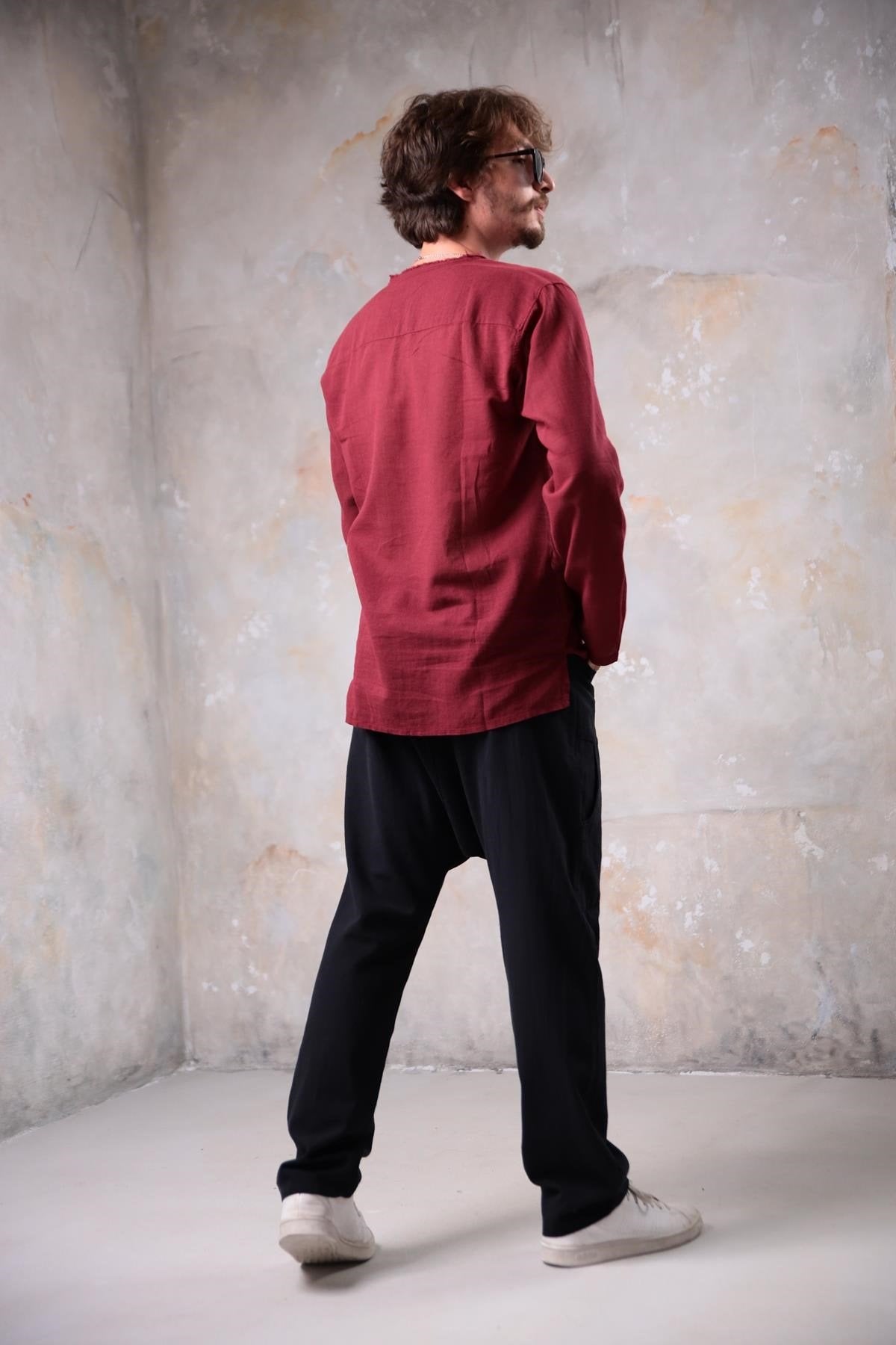 Burgundy Mandala Pattern Men's Shirt