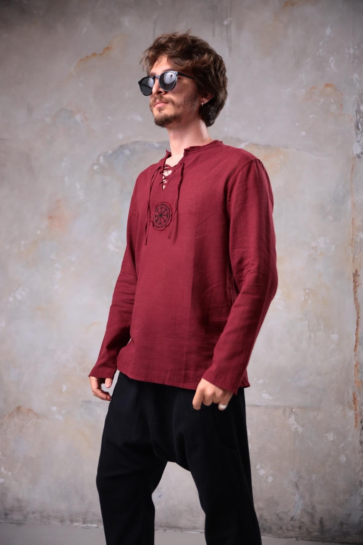 Burgundy Mandala Pattern Men's Shirt