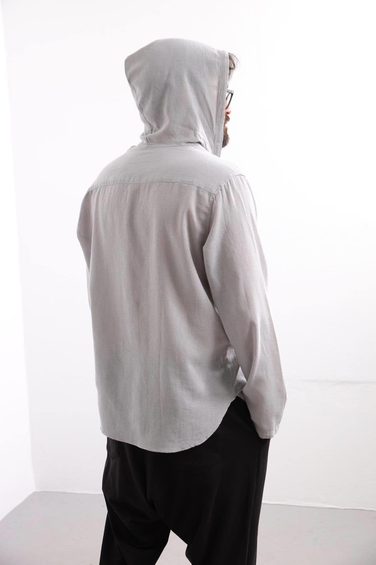 Grey Kangaroo Pocket Hooded Shirt